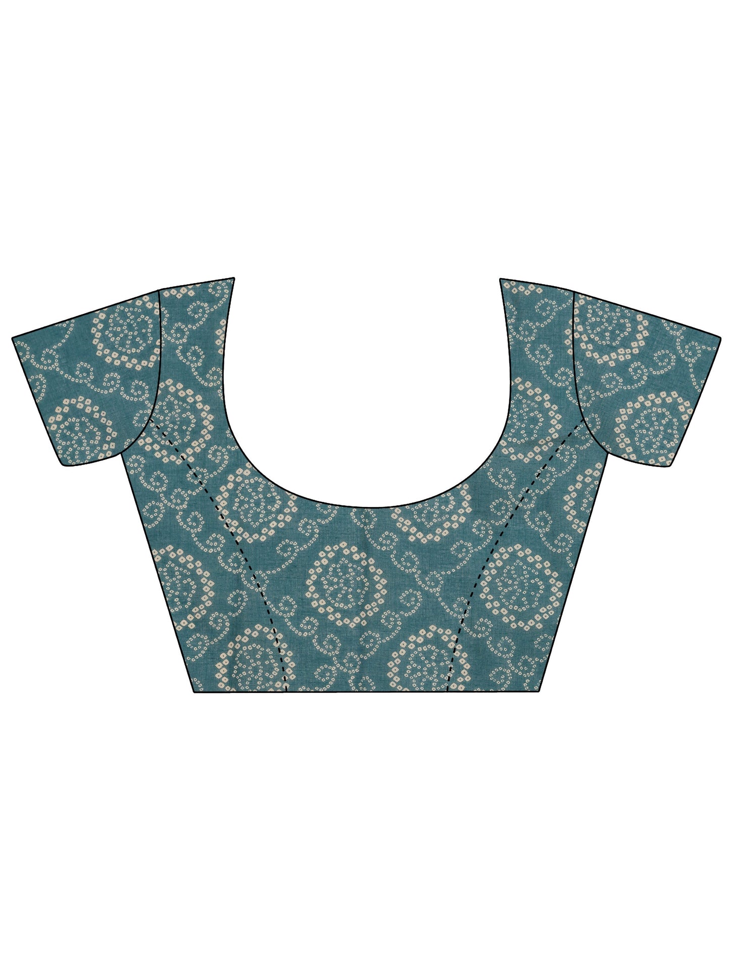 Blue Printed Cotton Saree With Unstitched Blouse Piece