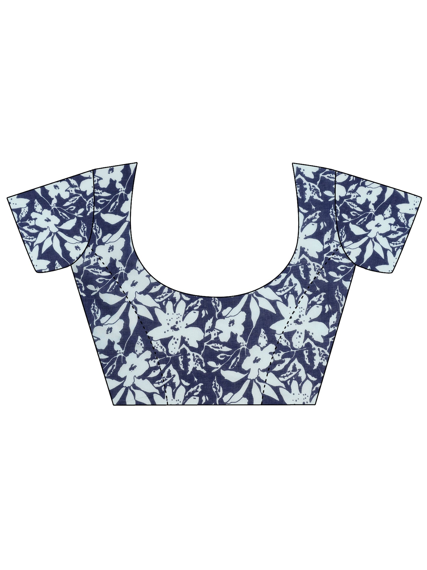 Blue Solid Cotton Saree With Unstitched Blouse Piece