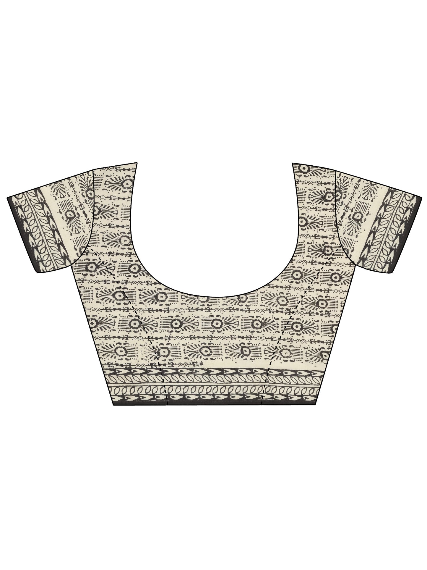 Green Printed Cotton Saree With Unstitched Blouse Piece