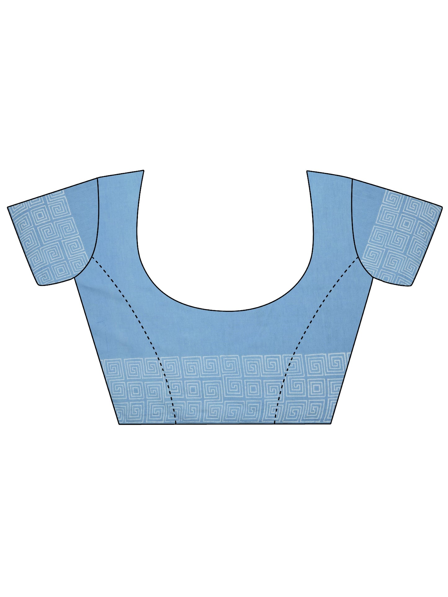 Blue Printed Cotton Saree With Unstitched Blouse Piece