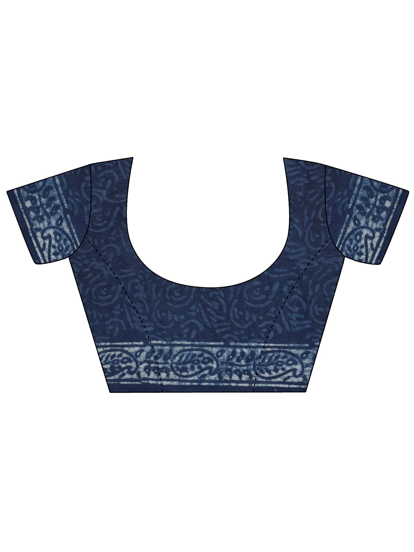 Blue Printed Cotton Saree With Unstitched Blouse Piece