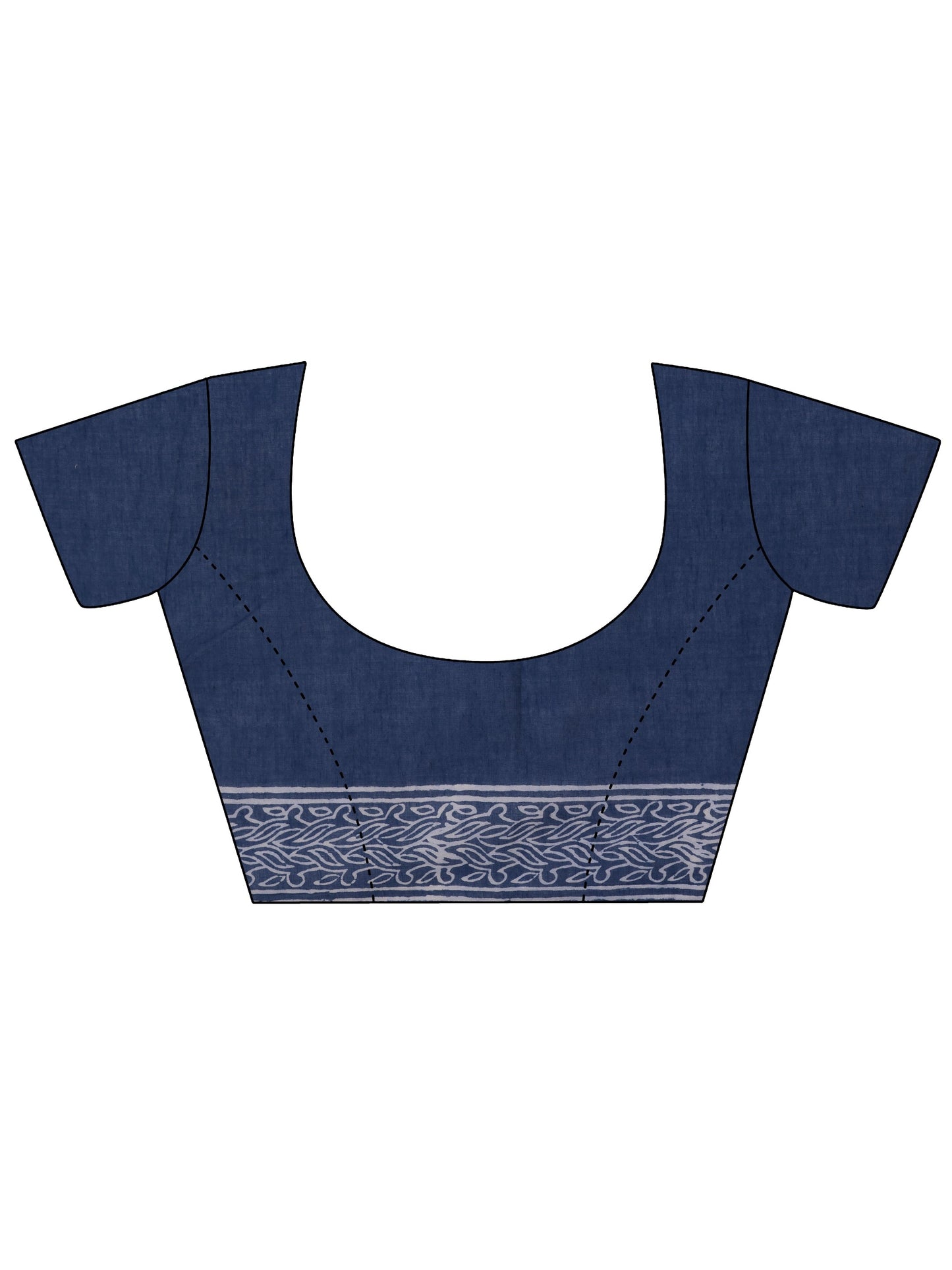 Blue Printed Cotton Saree With Unstitched Blouse Piece