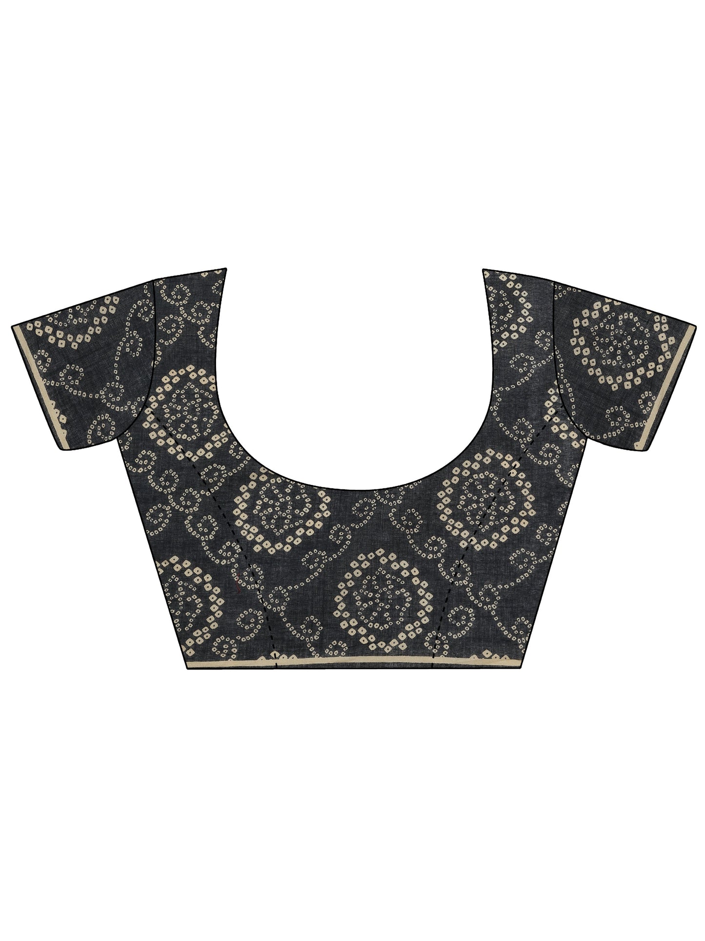 Grey Printed Cotton Saree With Unstitched Blouse Piece