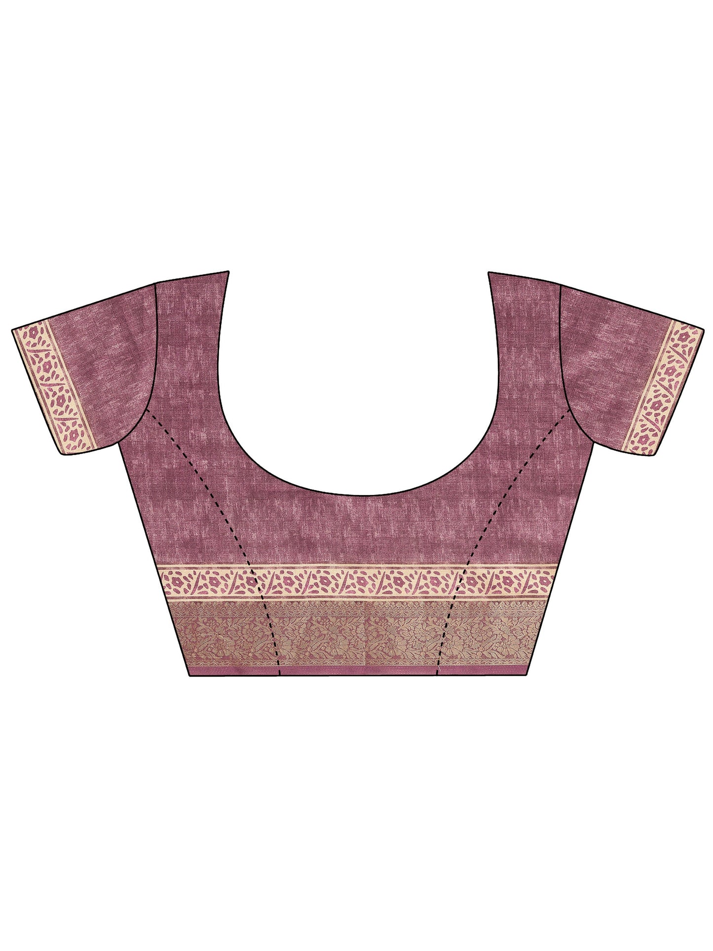 Mauve Printed Silk Blend Saree With Unstitched Blouse Piece