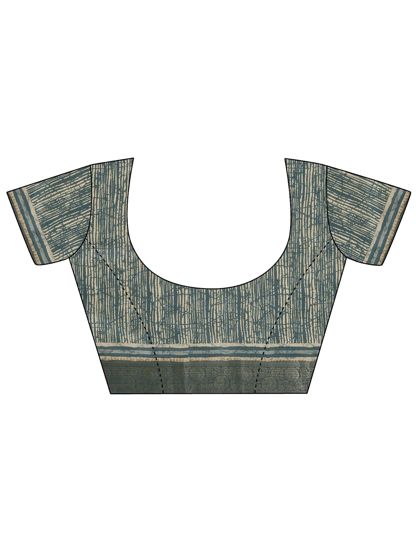 Blue Kalamkari Printed Silk Blend Saree With Unstitched Blouse Piece