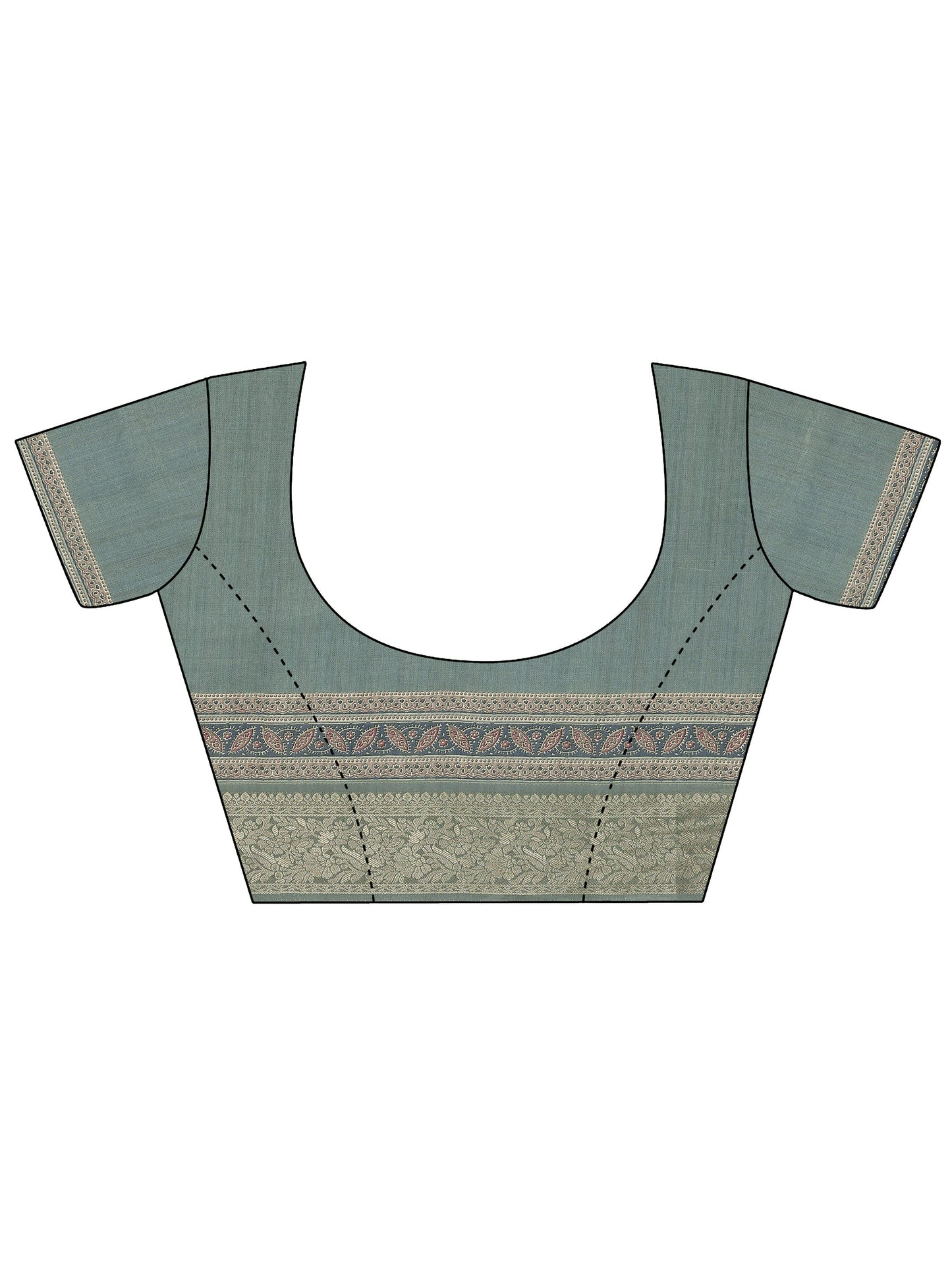 Blue Printed Silk Blend Saree With Unstitched Blouse Piece