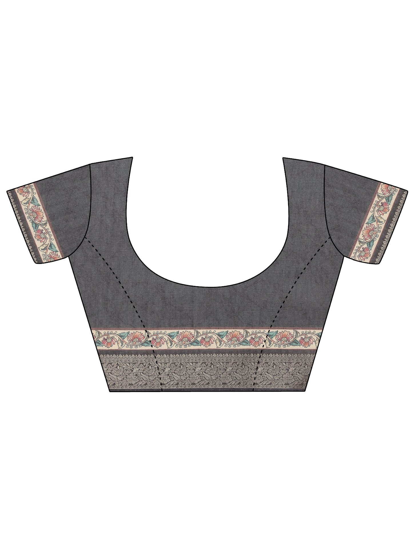 Multi Printed Silk Blend Saree With Unstitched Blouse Piece