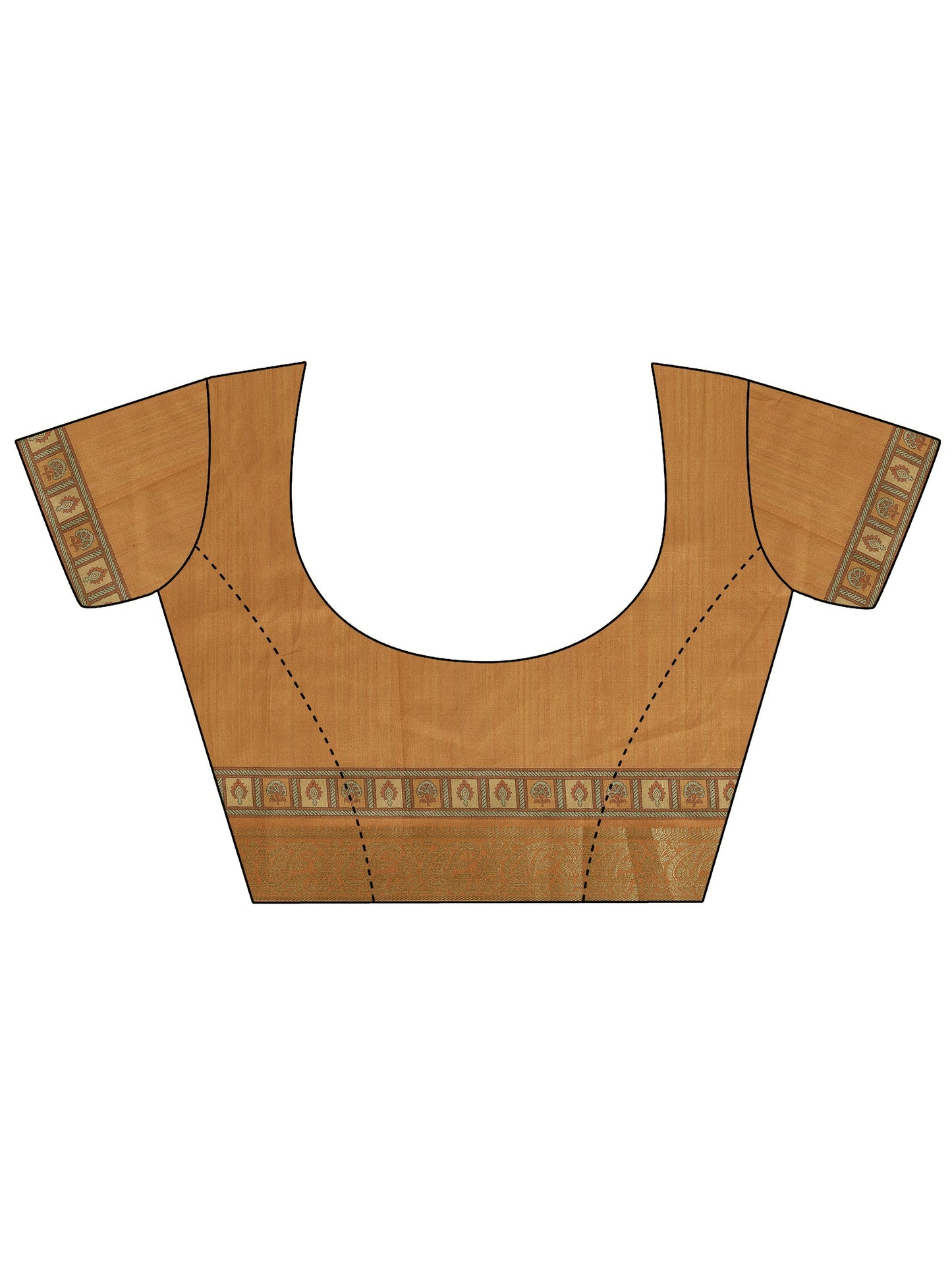 Mustard Printed Silk Blend Saree With Unstitched Blouse Piece