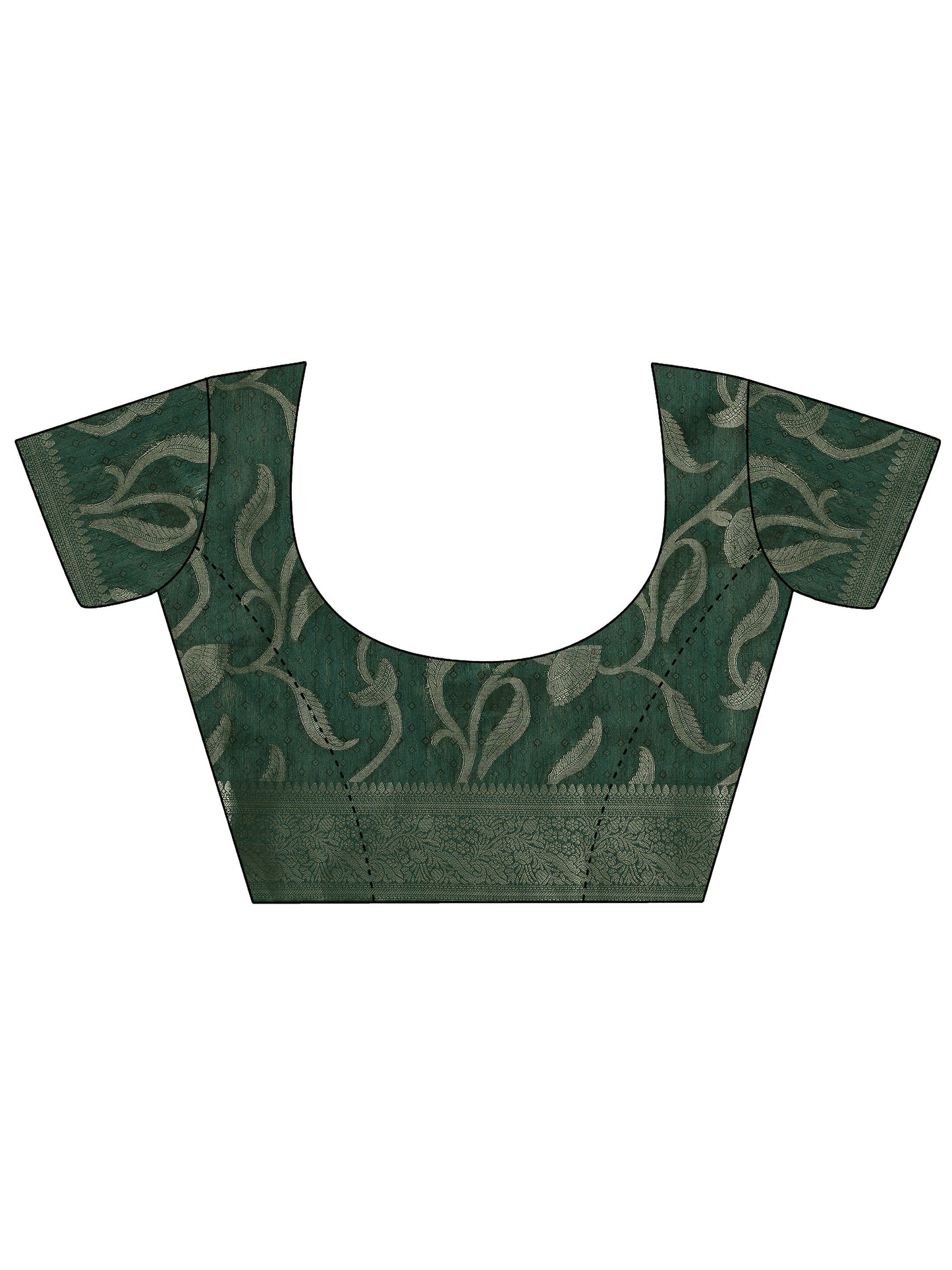 Teal Kalamkari Printed Silk Blend Saree With Unstitched Blouse Piece