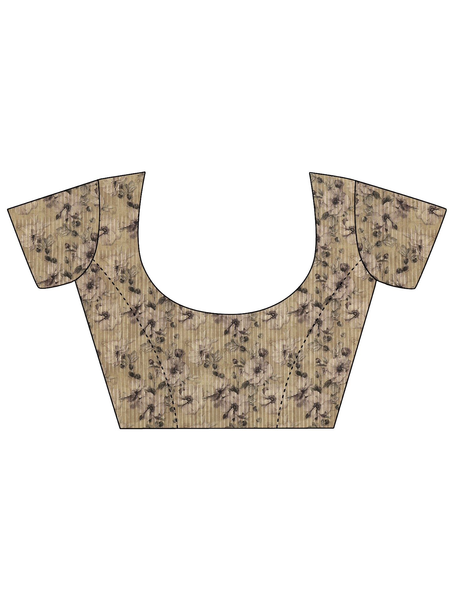 Grey Printed Silk Blend Saree With Unstitched Blouse Piece