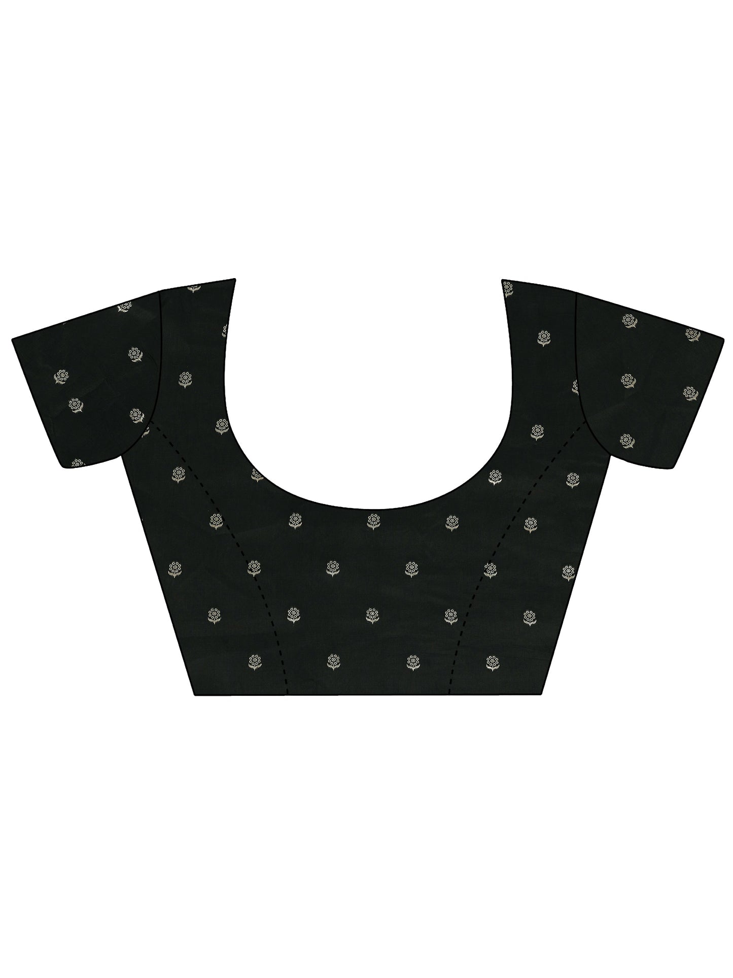 Black Printed Silk Blend Saree With Unstitched Blouse Piece