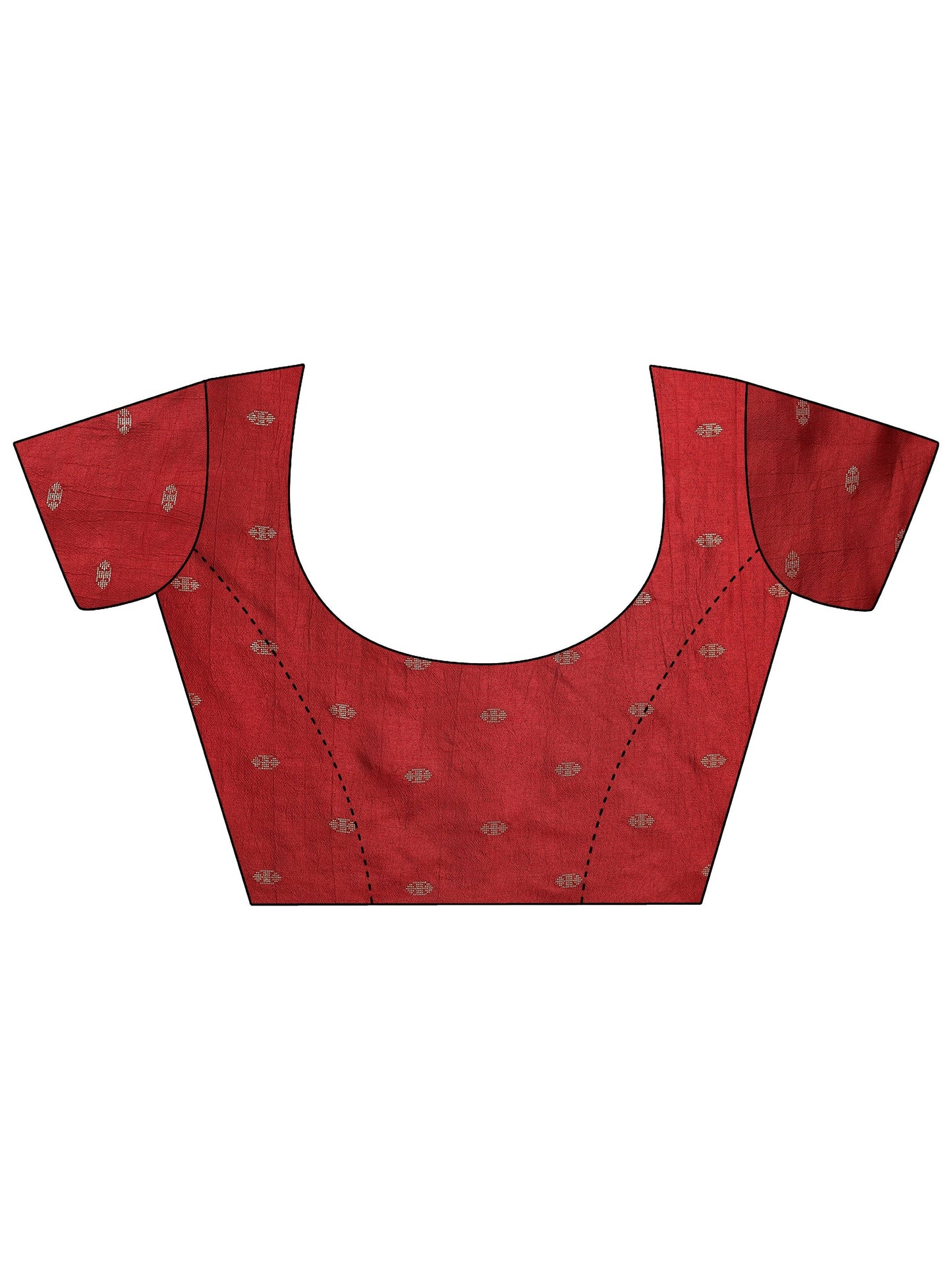 Red Printed Silk Blend Saree With Unstitched Blouse Piece