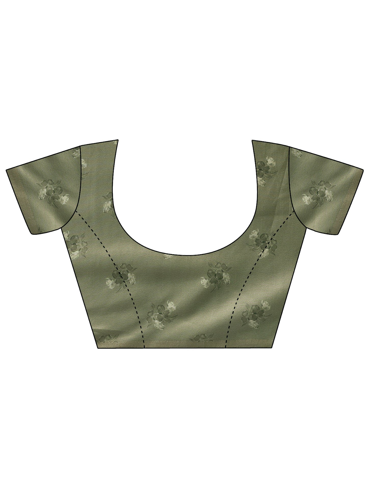 Blue Printed Silk Blend Saree With Unstitched Blouse Piece