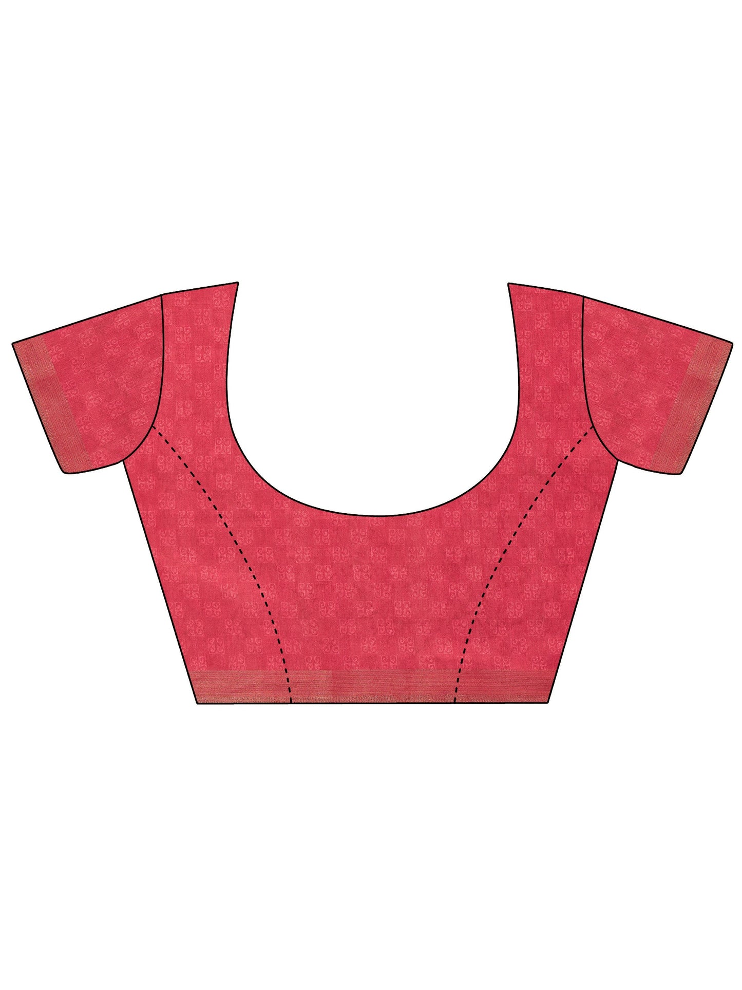 Red Printed Silk Blend Saree With Unstitched Blouse Piece