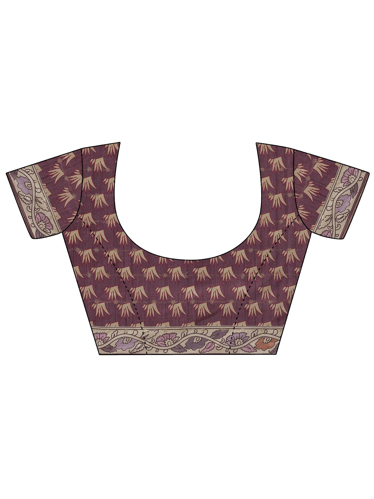 Mauve Printed Silk Blend Saree With Unstitched Blouse Piece