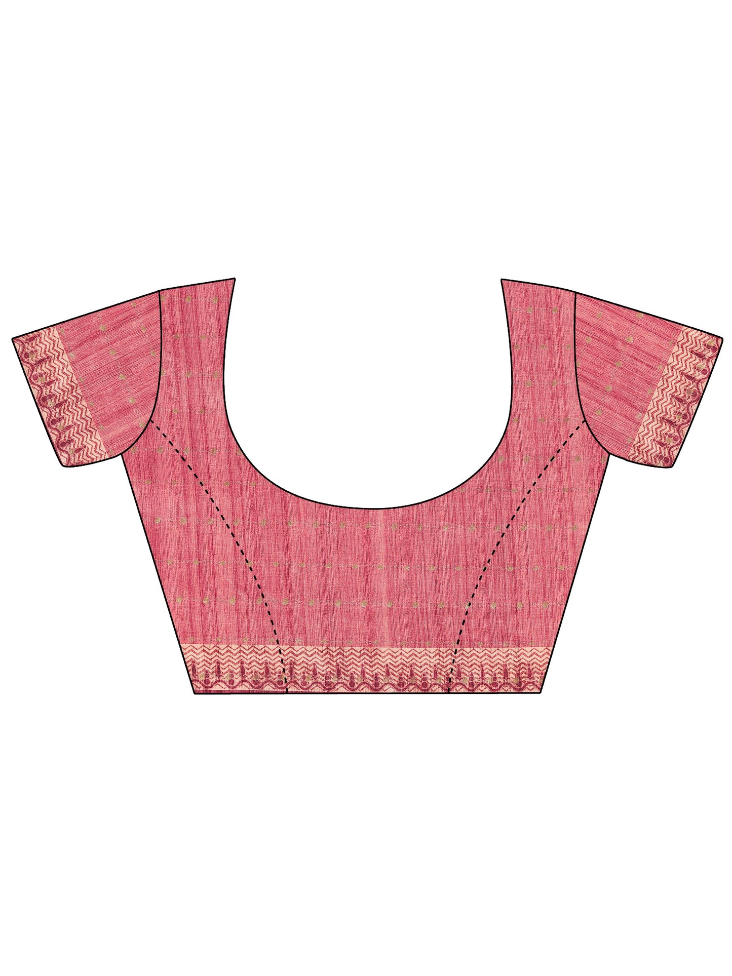 Peach Printed Silk Blend Saree With Unstitched Blouse Piece