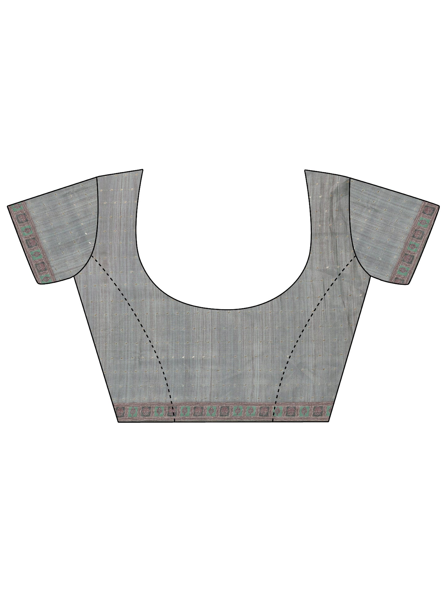 Grey Printed Silk Blend Saree With Unstitched Blouse Piece