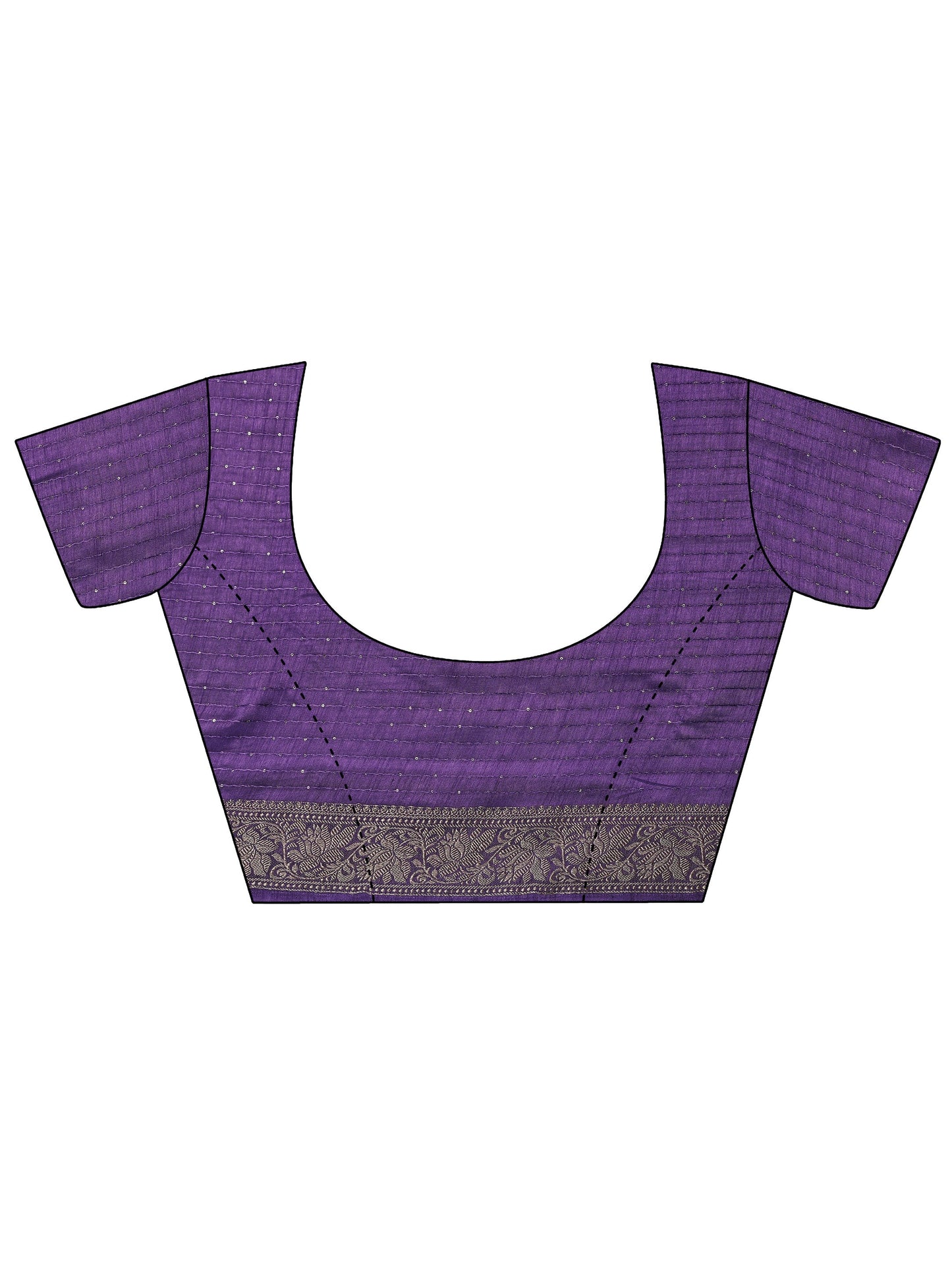 Purple Printed Silk Blend Saree With Unstitched Blouse Piece