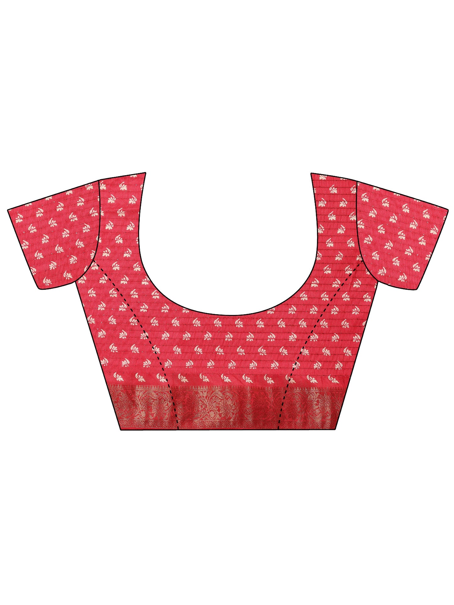 Pink Printed Silk Blend Saree With Unstitched Blouse Piece