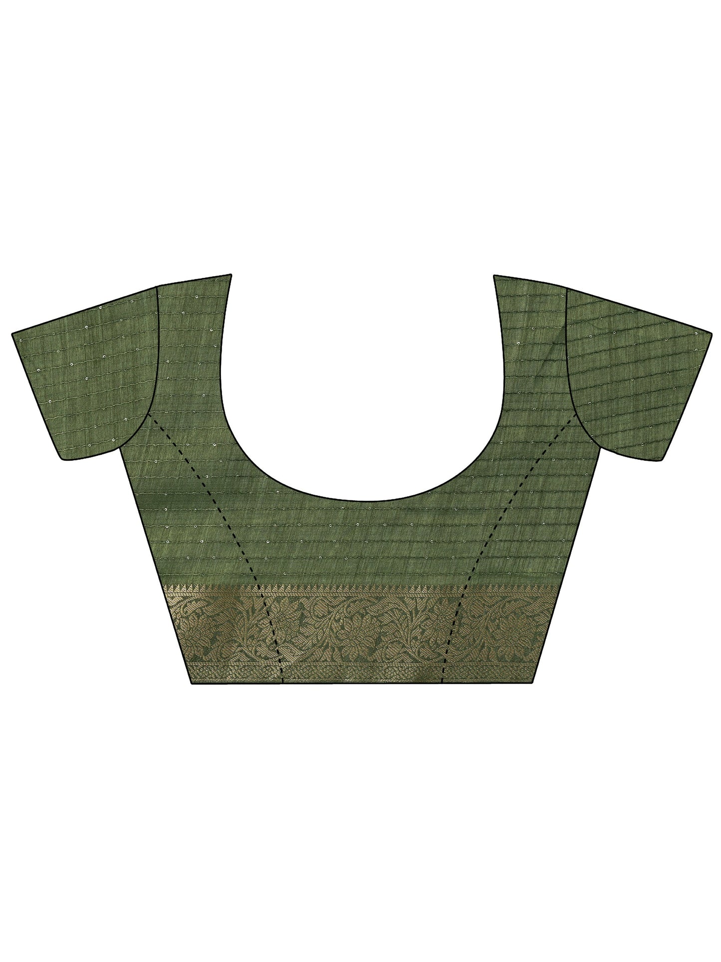 Green Printed Silk Blend Saree With Unstitched Blouse Piece