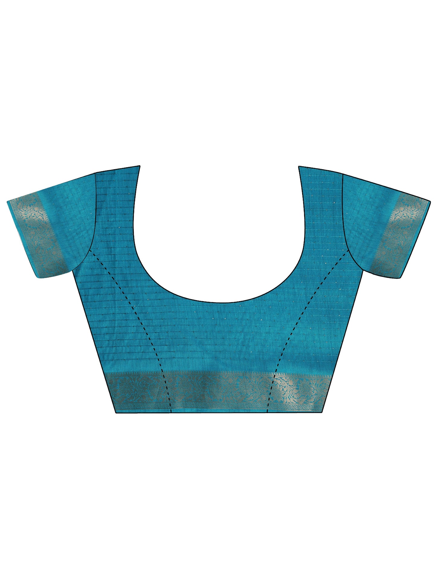 Blue Printed Silk Saree With Unstitched Blouse Piece