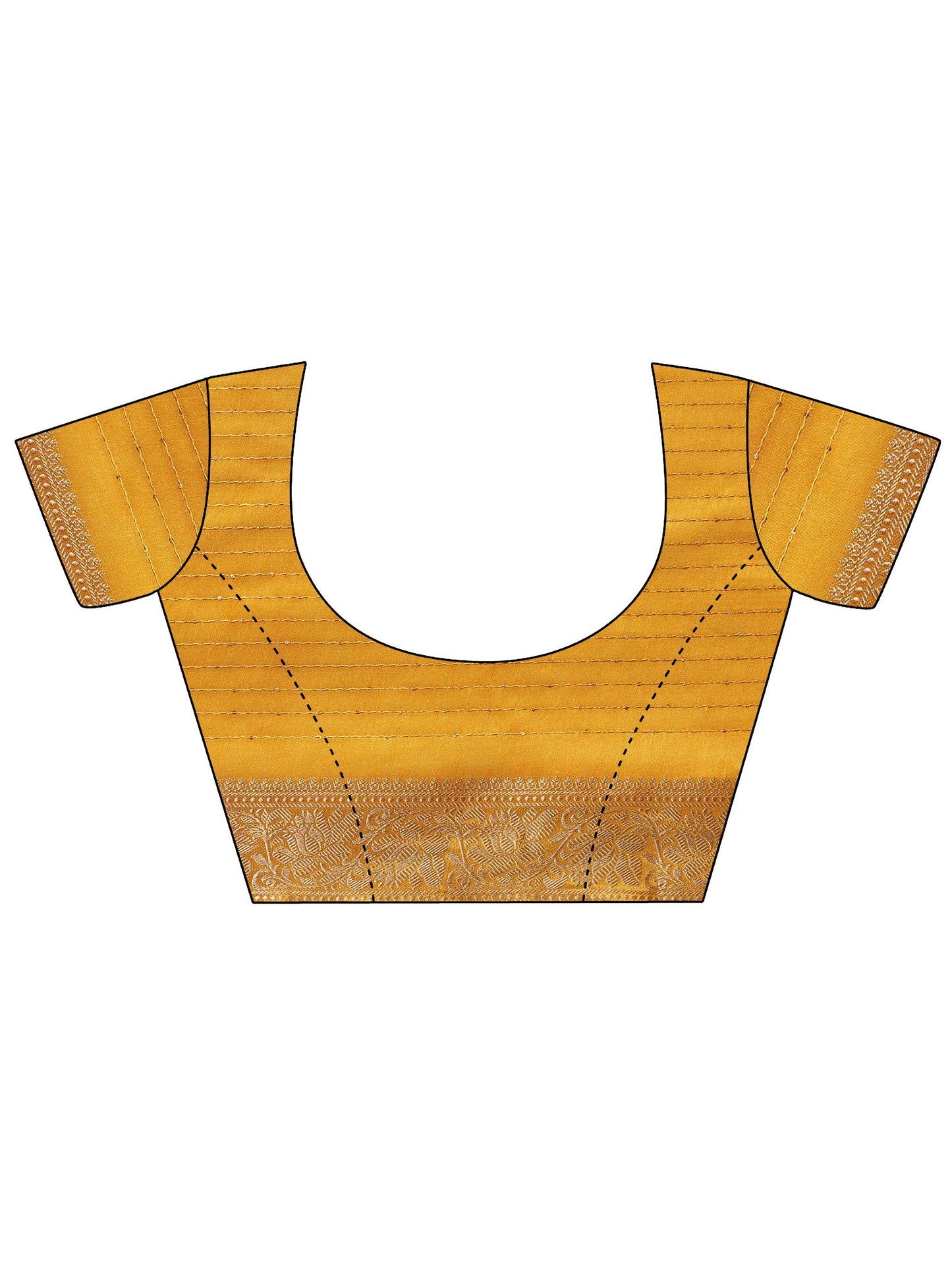 Mustard Printed Silk Blend Saree With Unstitched Blouse Piece