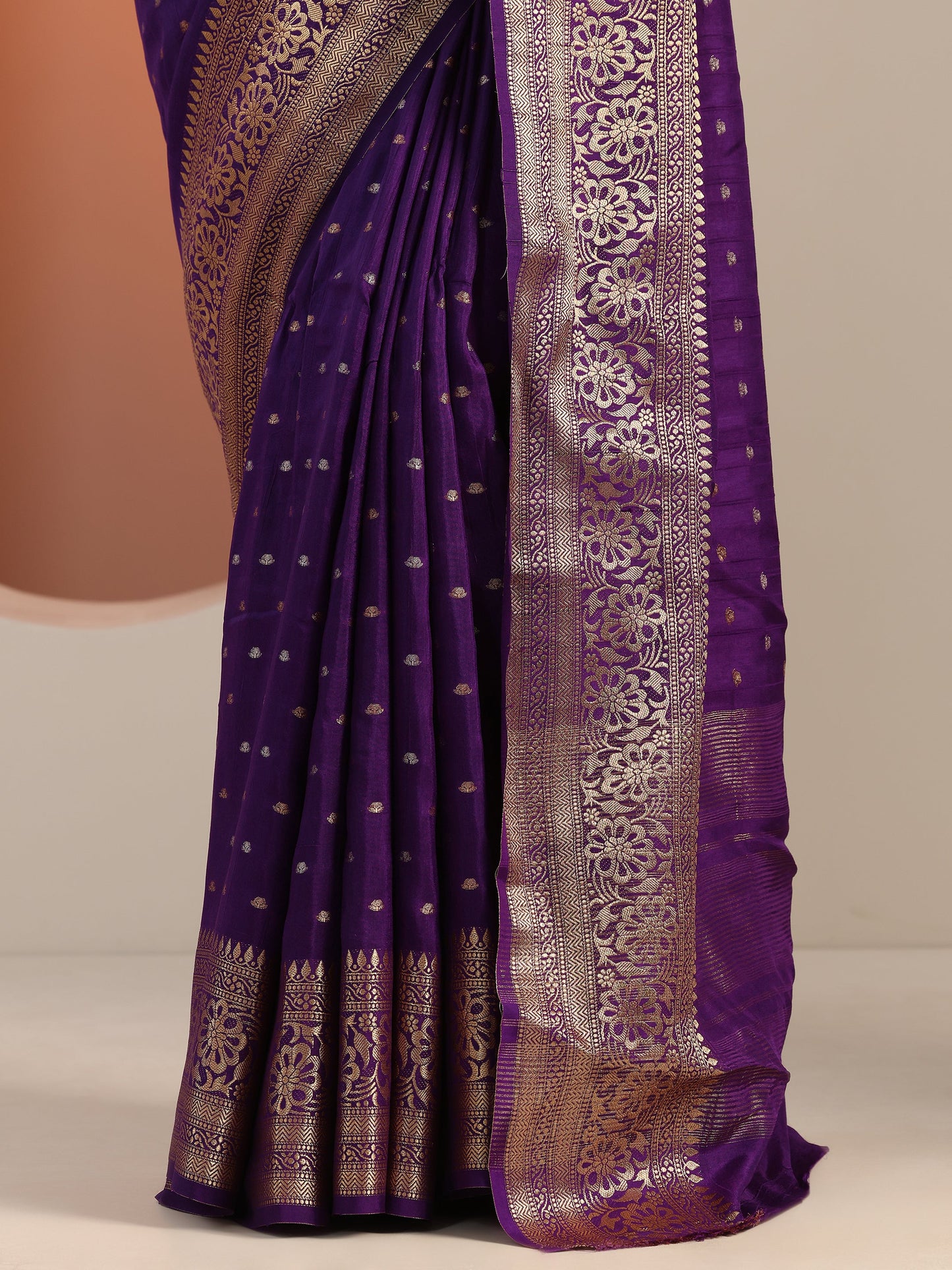 Purple Woven Design Silk Blend Saree With Unstitched Blouse Piece