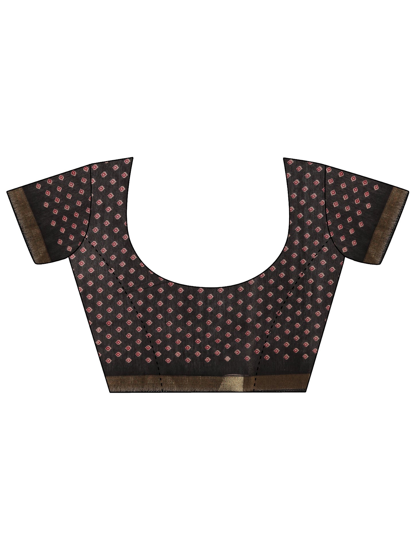 Maroon Printed Cotton Blend Saree With Unstitched Blouse Piece