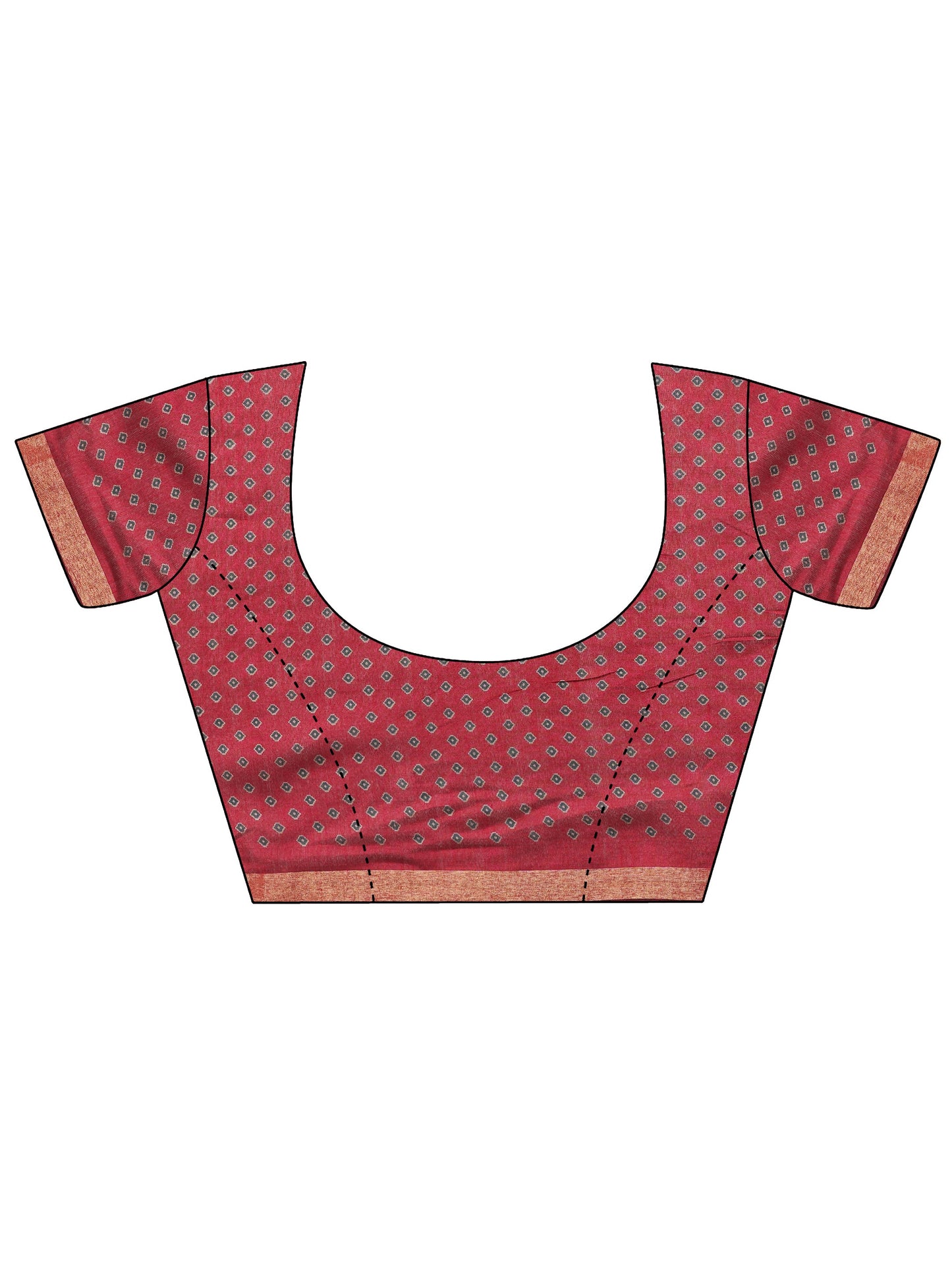 Teal Printed Cotton Blend Saree With Unstitched Blouse Piece