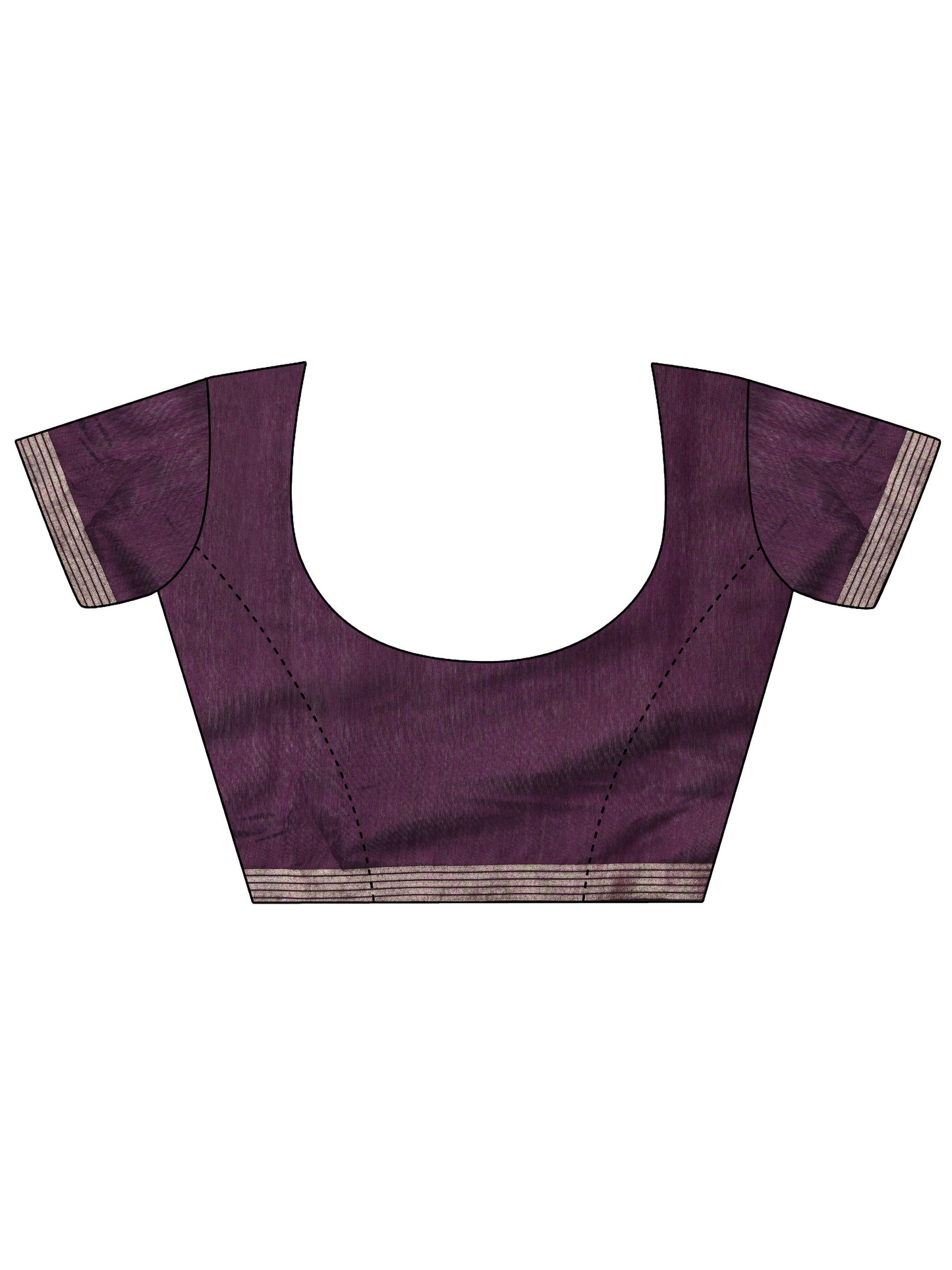 Purple Printed Cotton Blend Saree With Unstitched Blouse Piece