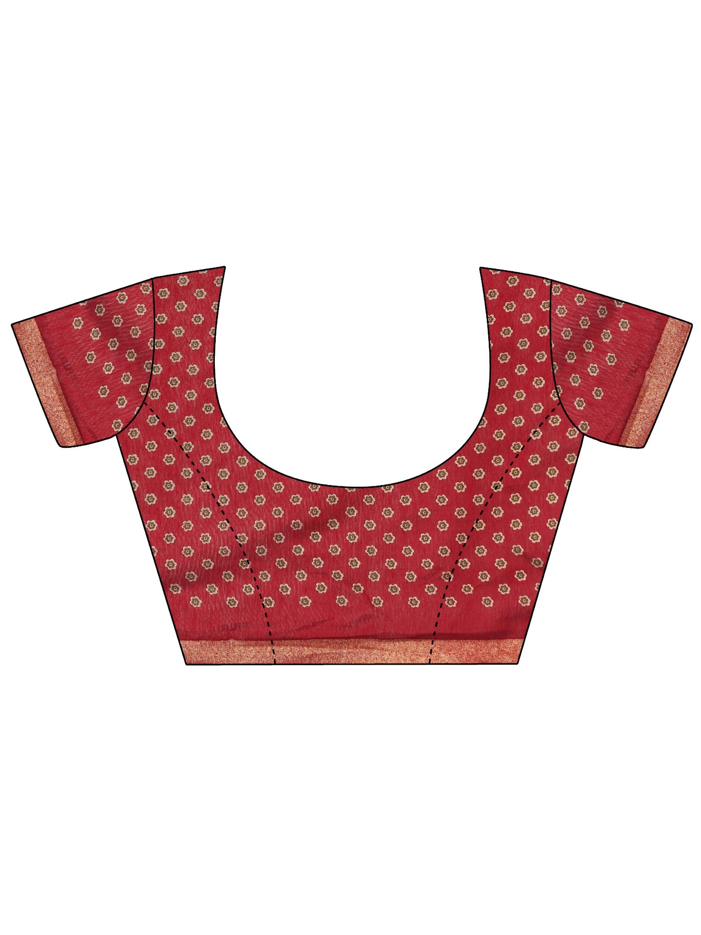 Green Printed Cotton Blend Saree With Unstitched Blouse Piece