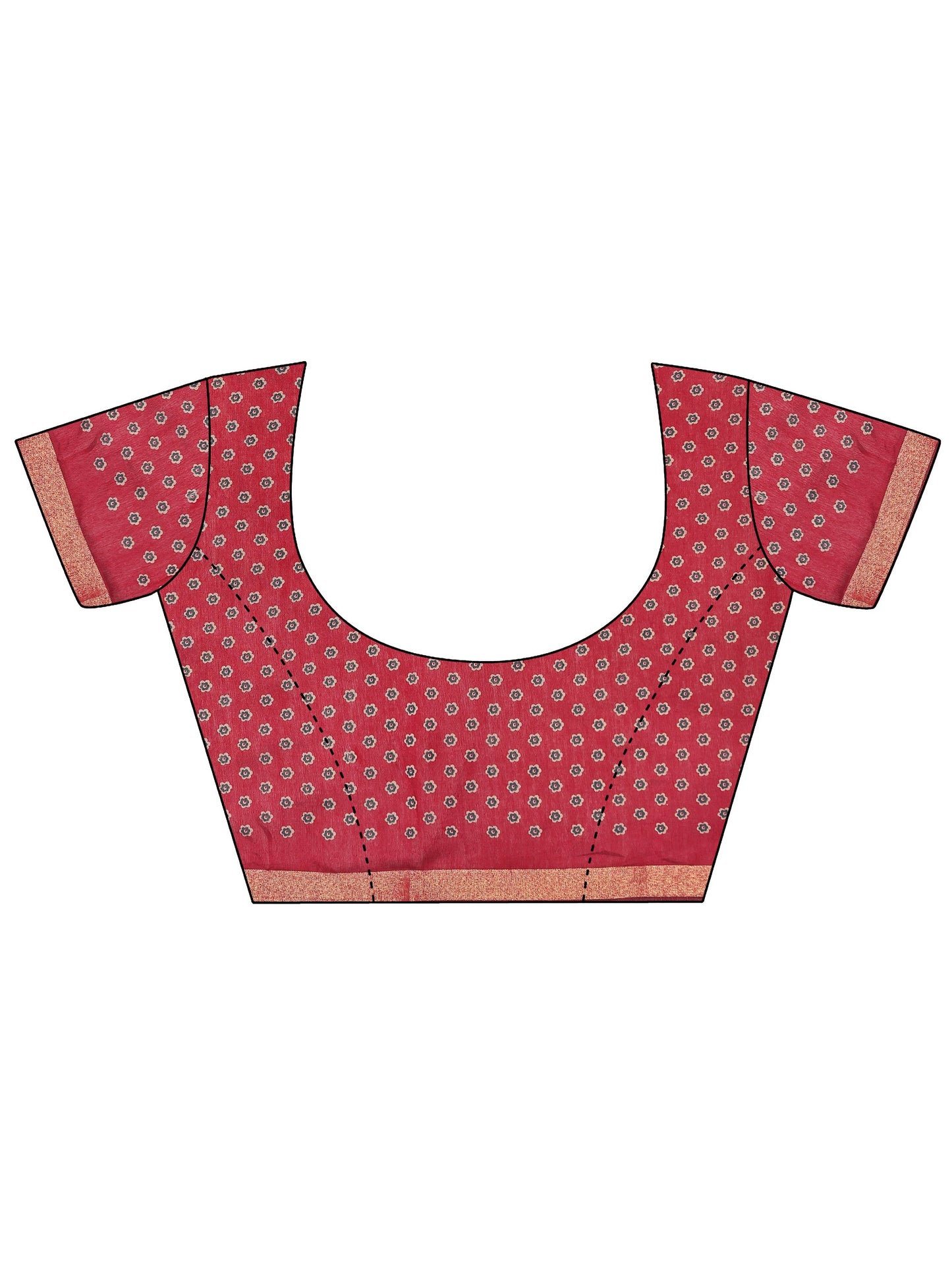 Teal Printed Cotton Blend Saree With Unstitched Blouse Piece