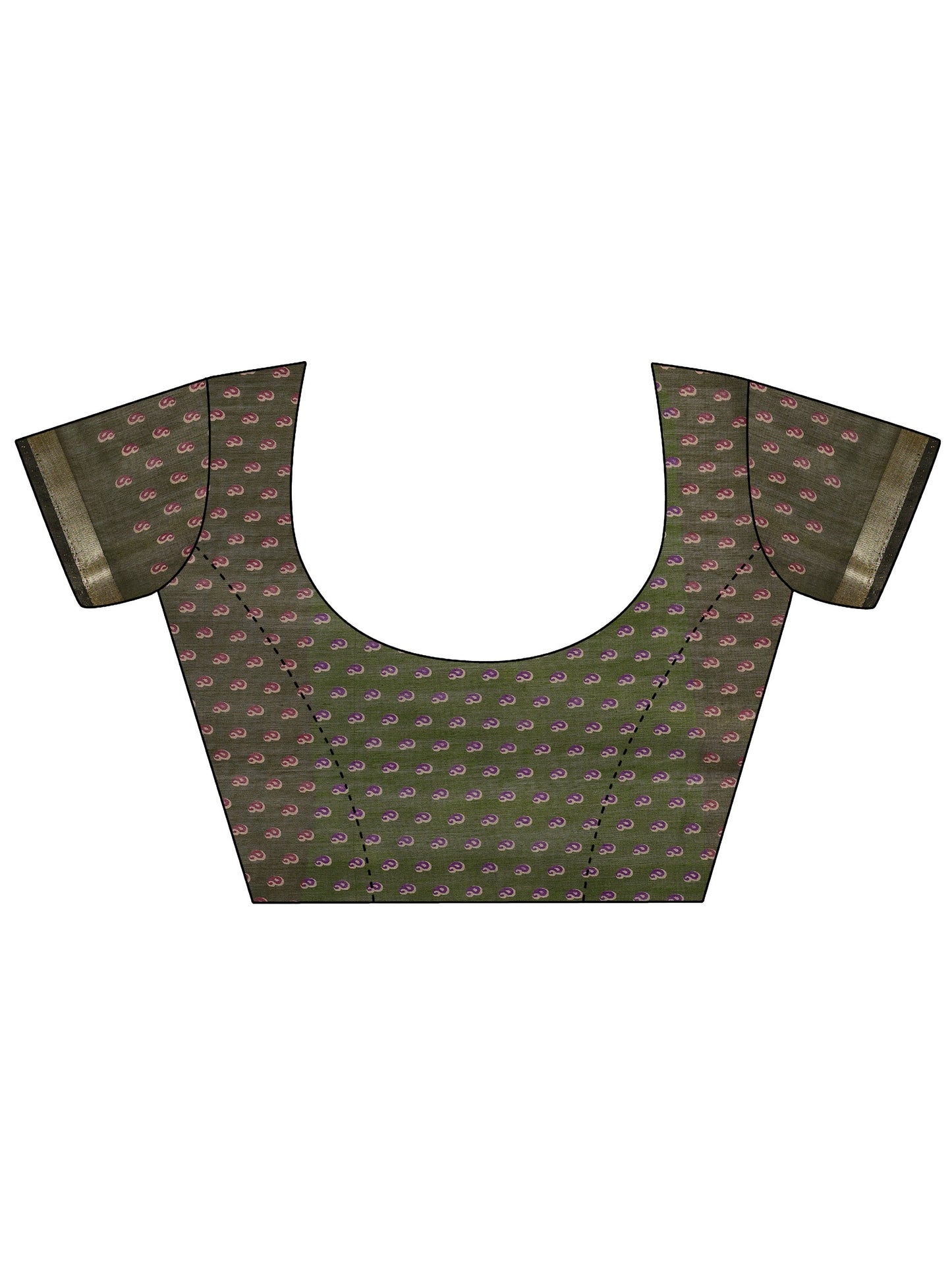 Purple Printed Cotton Saree With Unstitched Blouse Piece