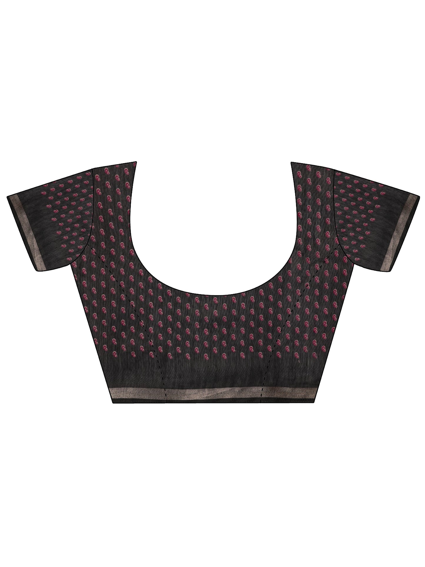 Red Printed Cotton Saree With Unstitched Blouse Piece