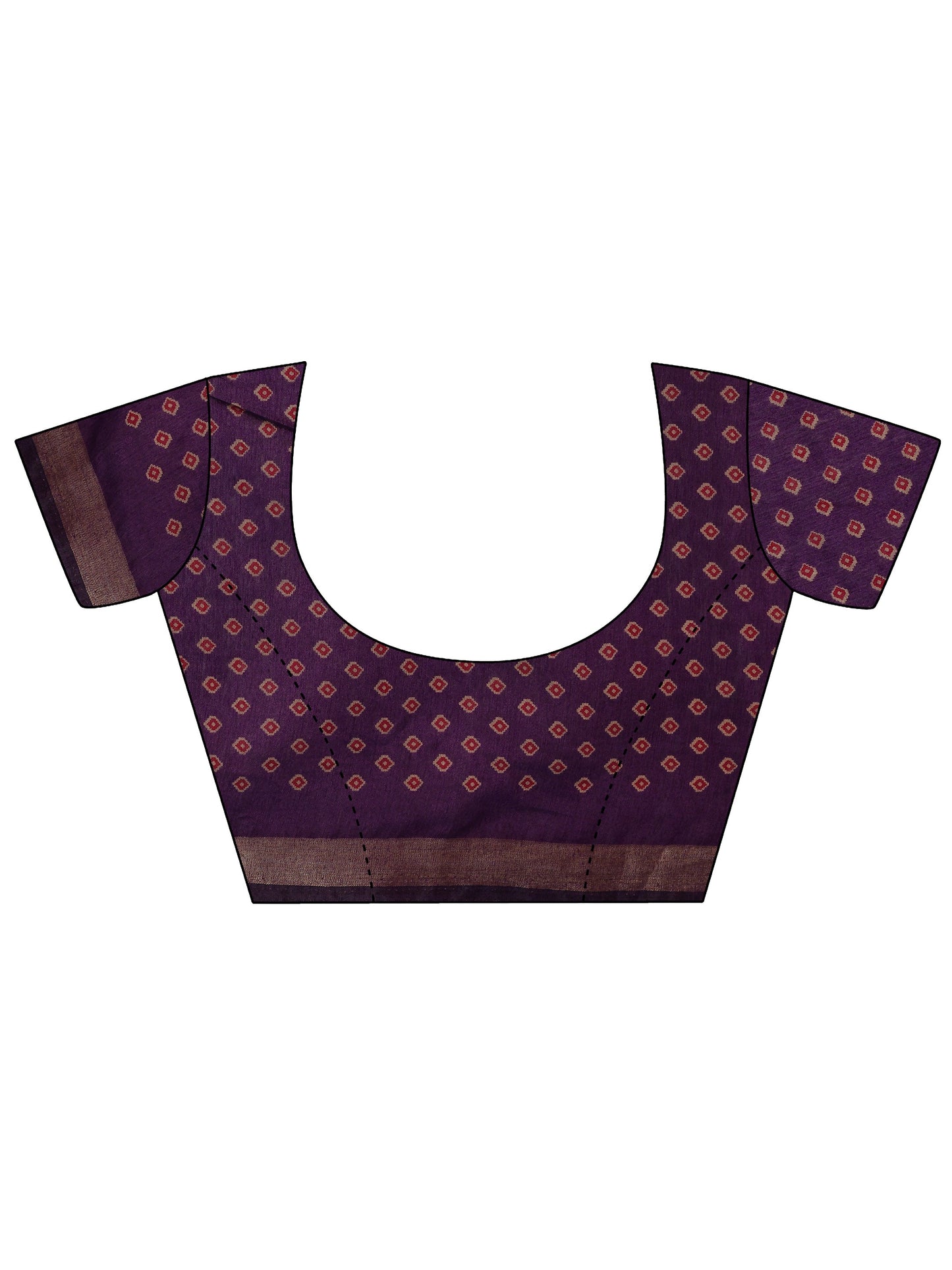 Beige Printed Cotton Saree With Unstitched Blouse Piece