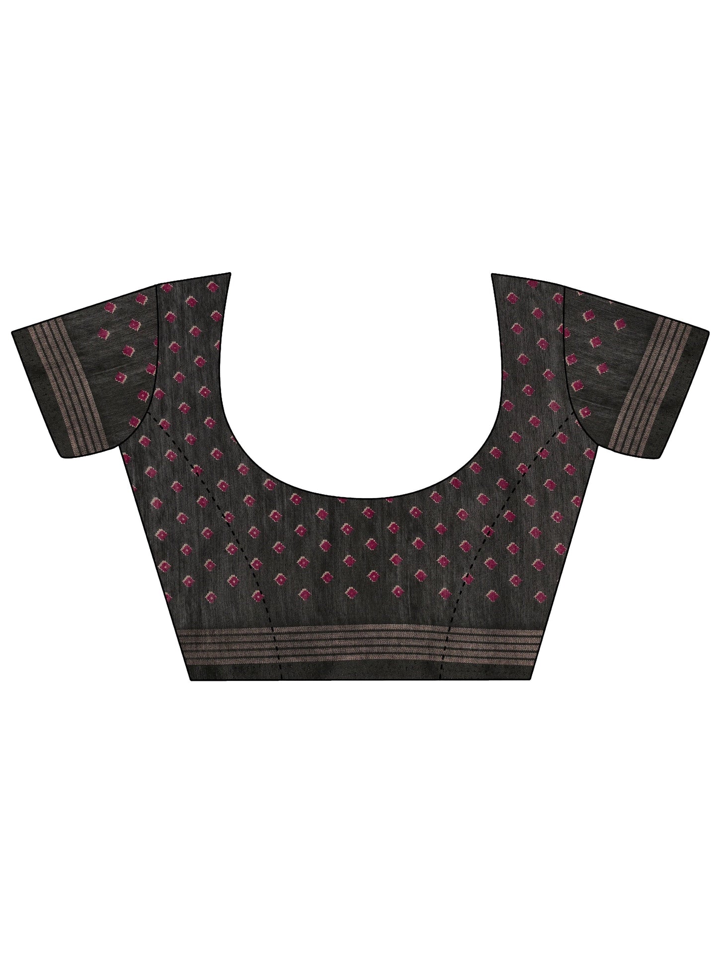 Maroon Printed Cotton Saree With Unstitched Blouse Piece