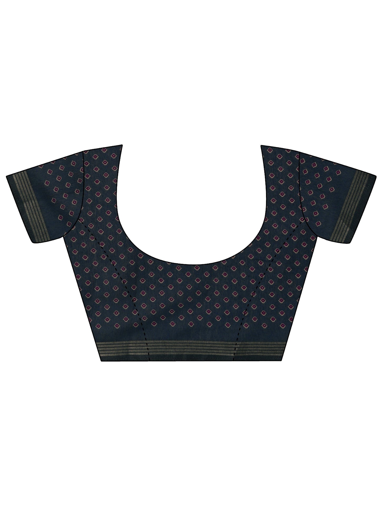 Purple Printed Cotton Saree With Unstitched Blouse Piece