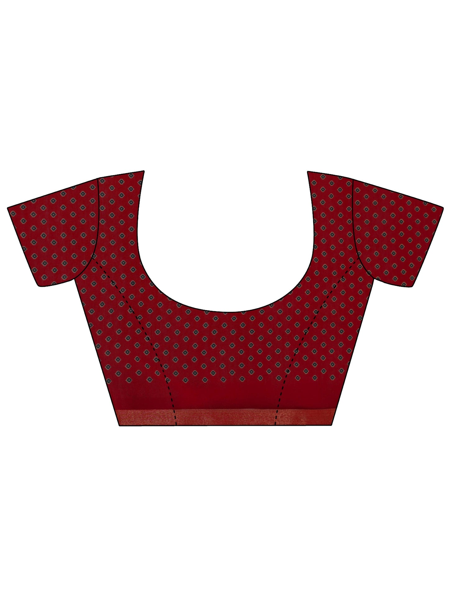 Teal Printed Cotton Saree With Unstitched Blouse Piece