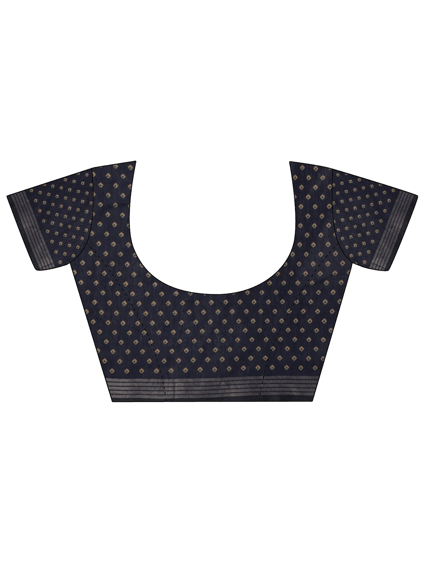 Teal Printed Cotton Saree With Unstitched Blouse Piece