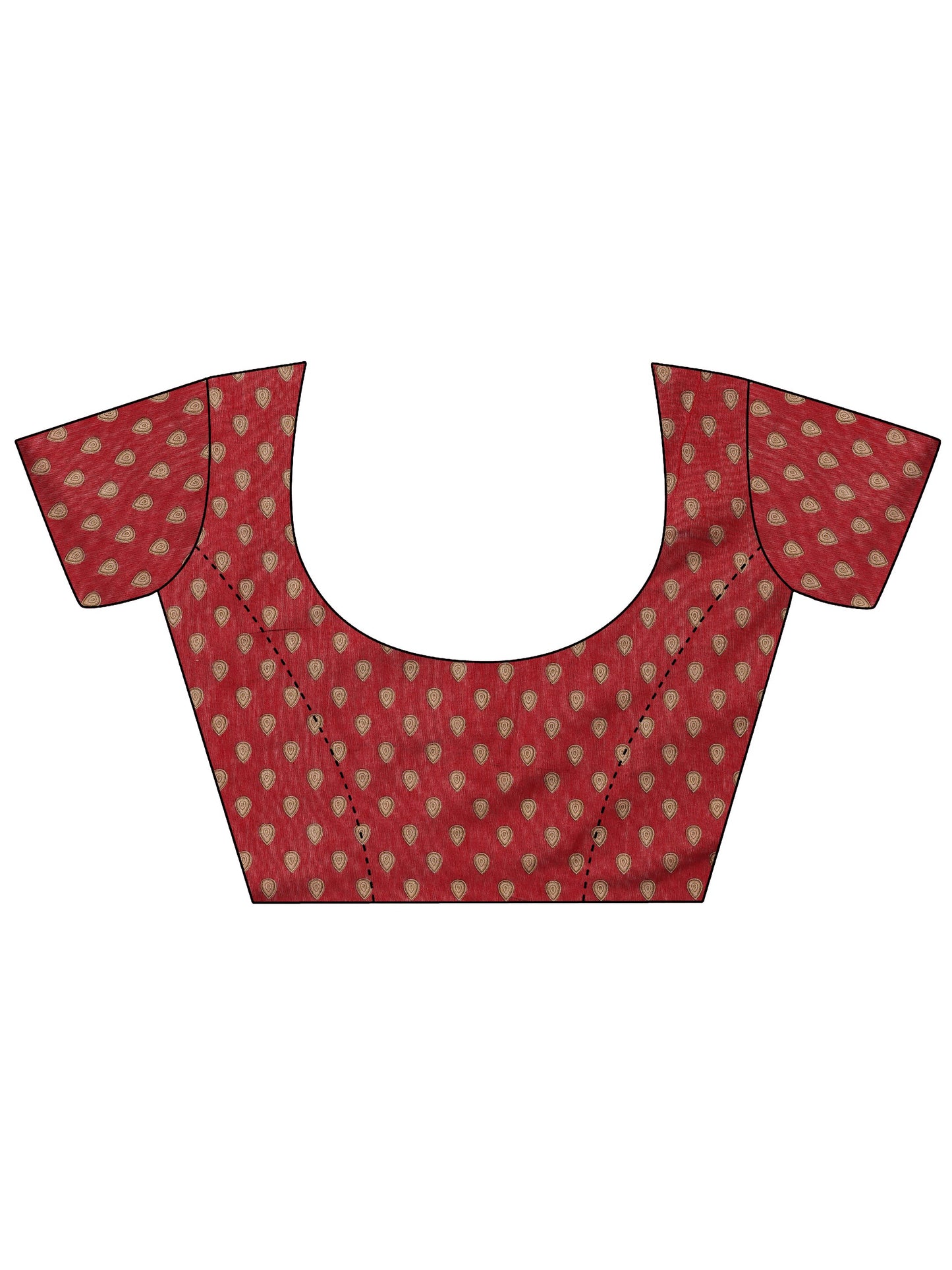 Maroon Printed Cotton Blend Saree With Unstitched Blouse Piece