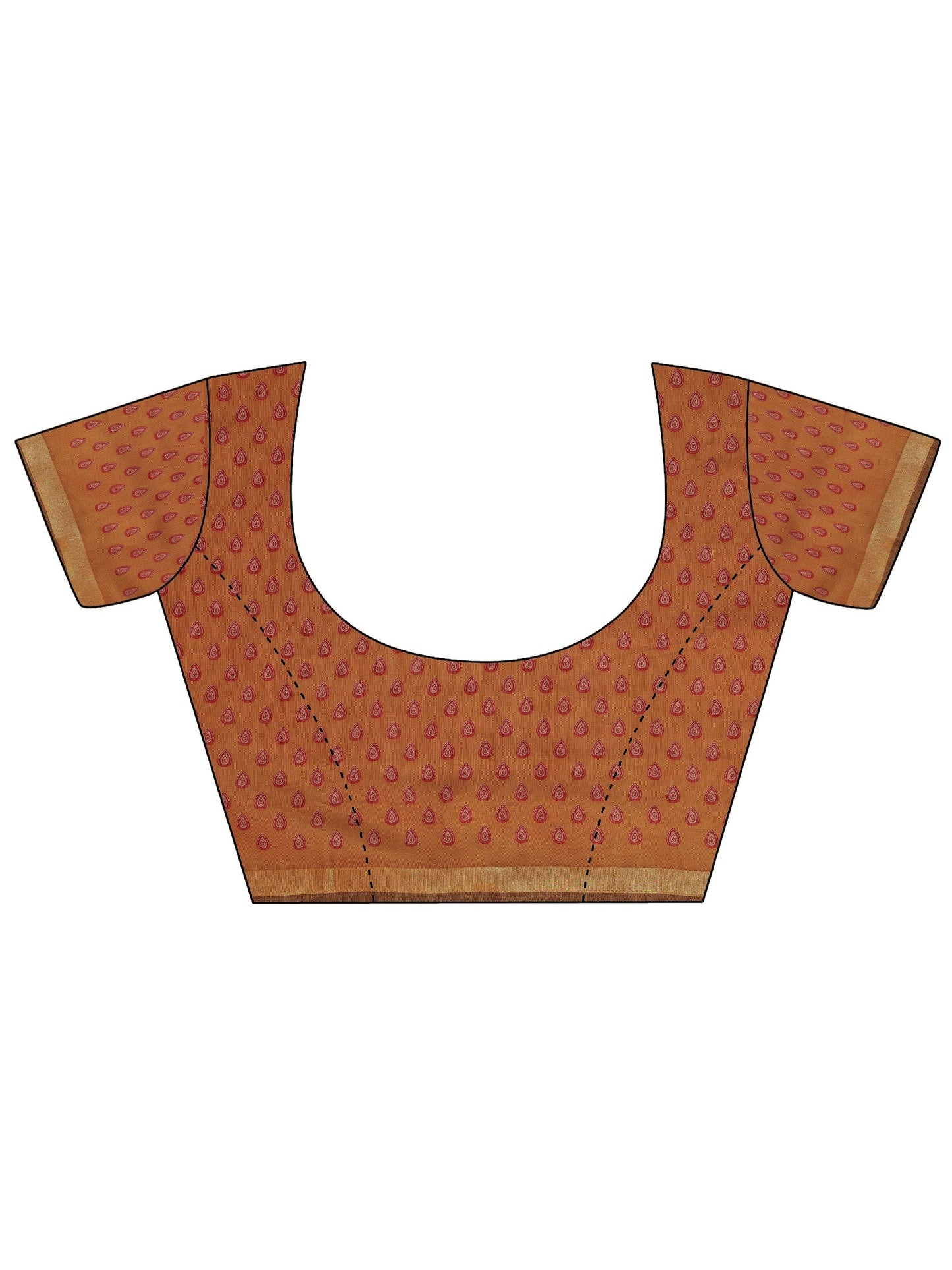 Mustard Printed Cotton Saree With Unstitched Blouse Piece