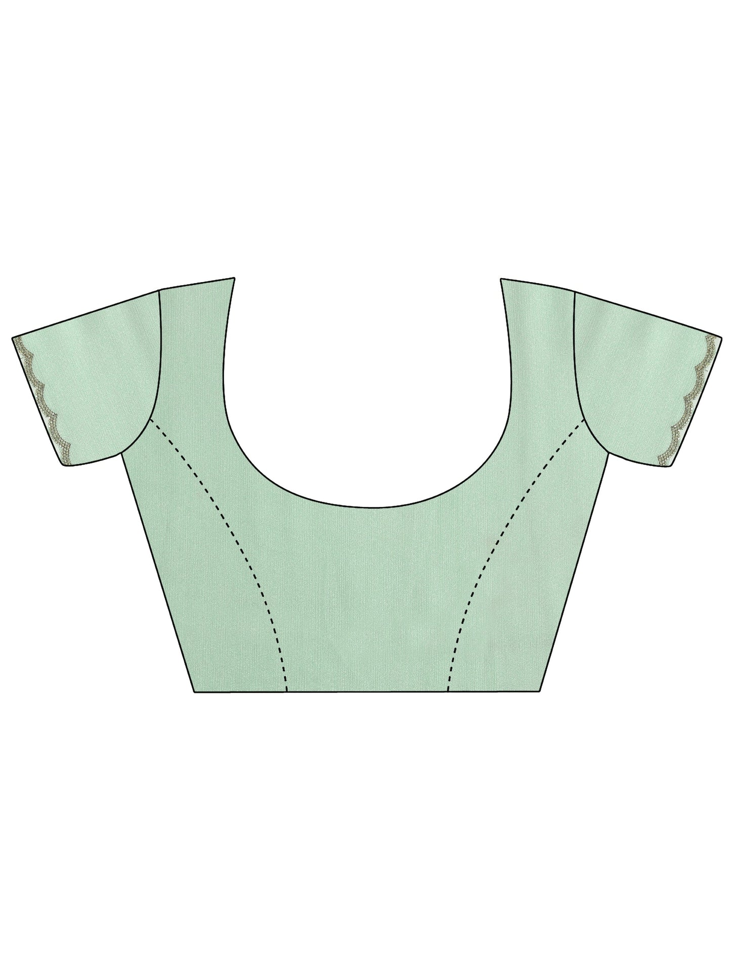 Green Printed Chinon Saree With Unstitched Blouse Piece