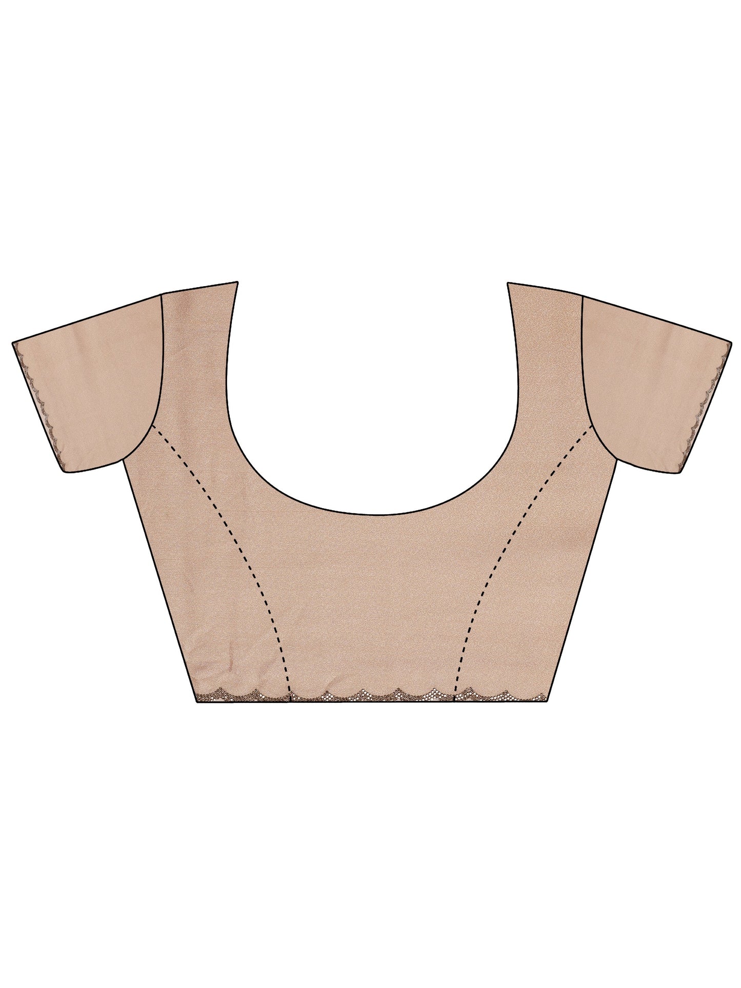 Peach Printed Chinon Saree With Unstitched Blouse Piece