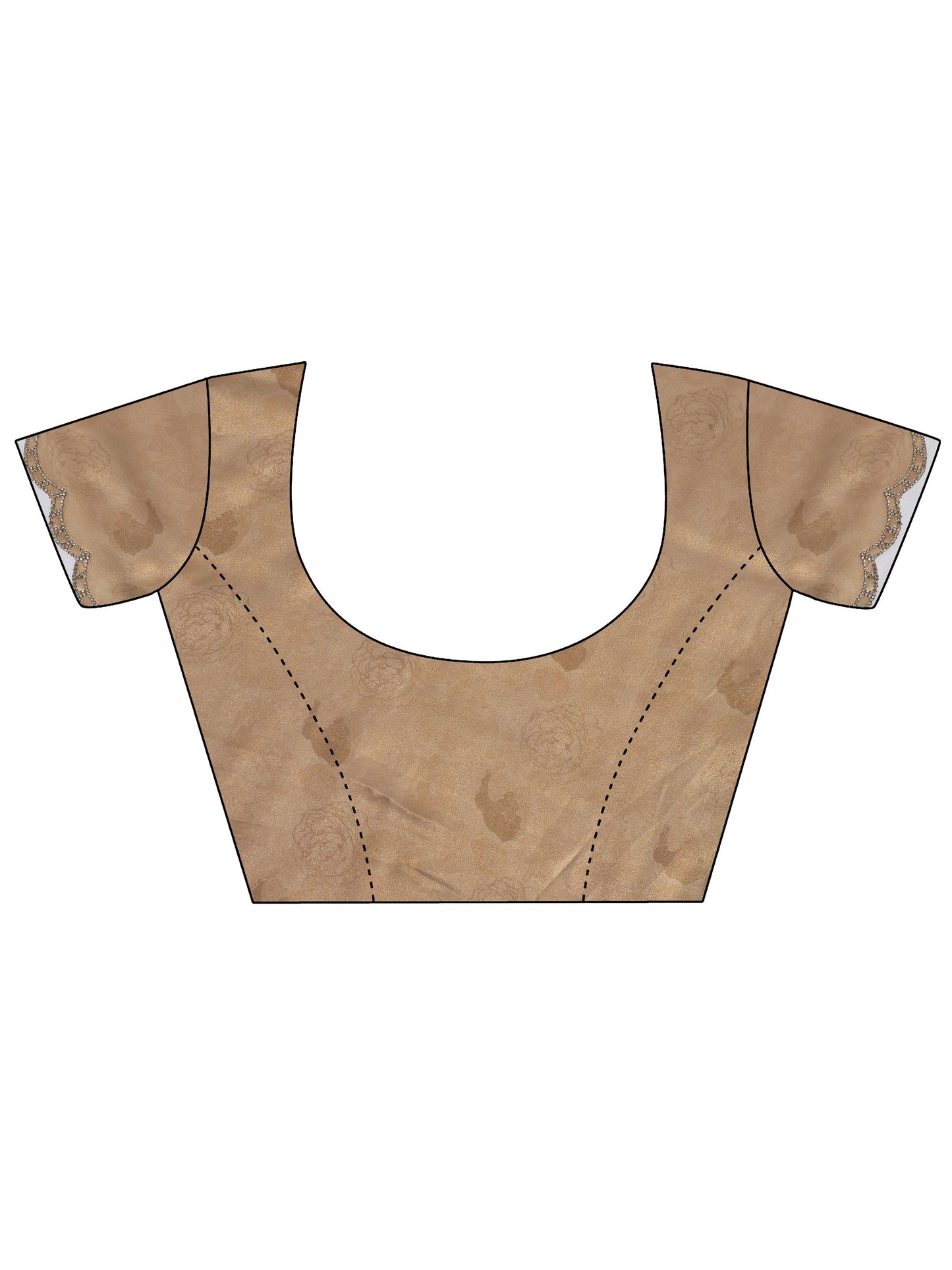 Brown Printed Satin Saree With Unstitched Blouse Piece