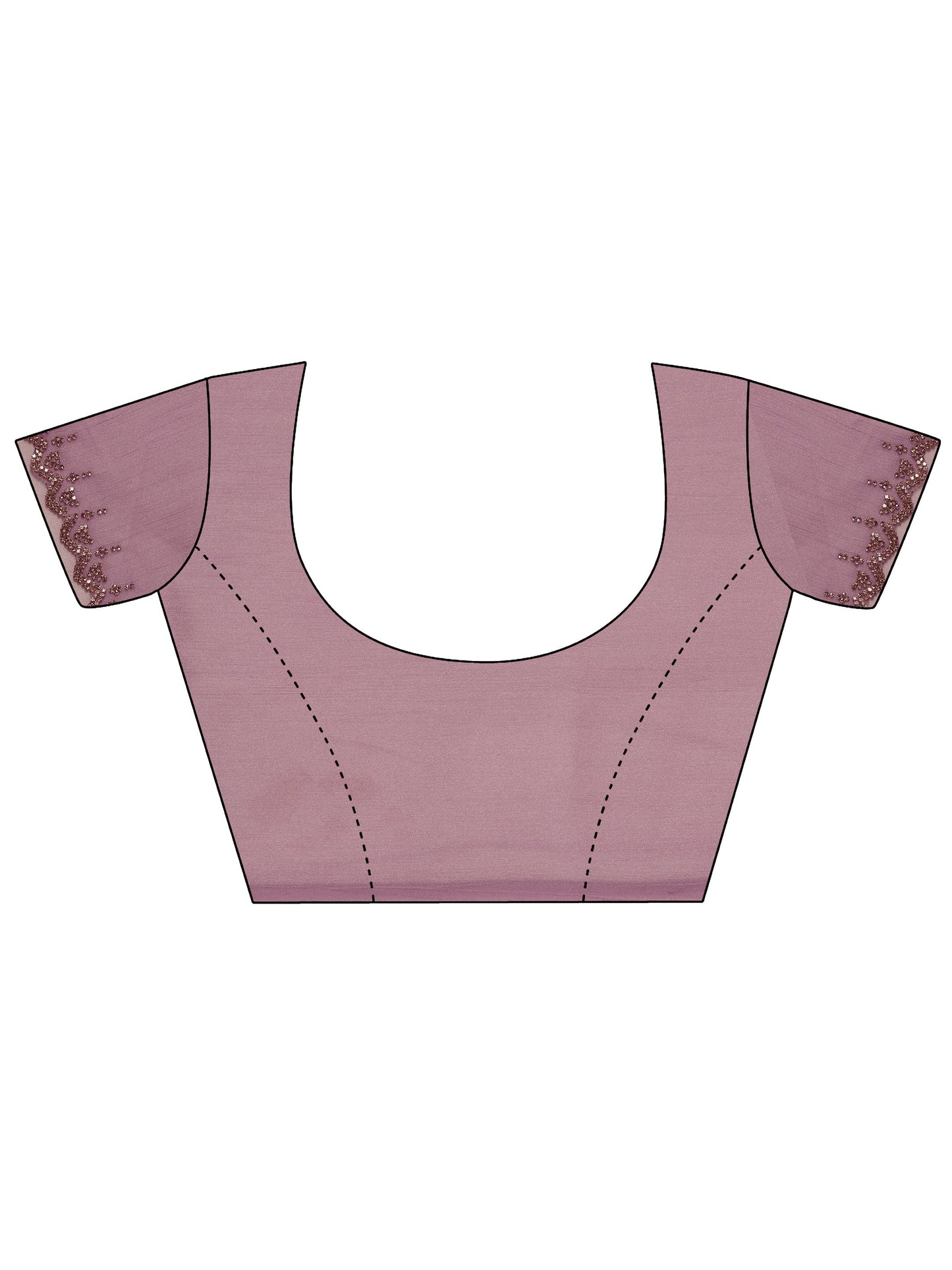 Lavender Printed Organza Saree With Unstitched Blouse Piece