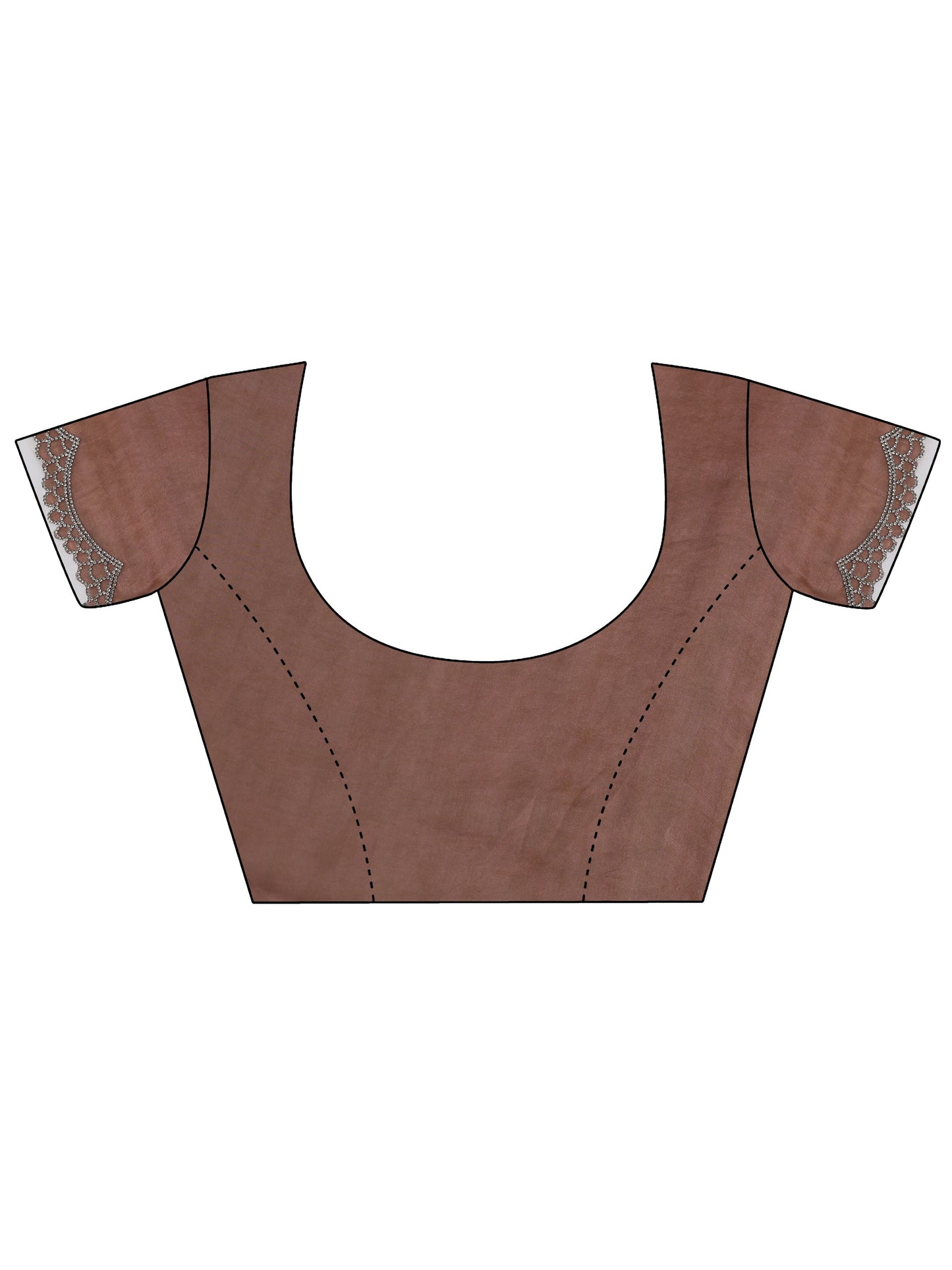 Brown Printed Satin Saree With Unstitched Blouse Piece