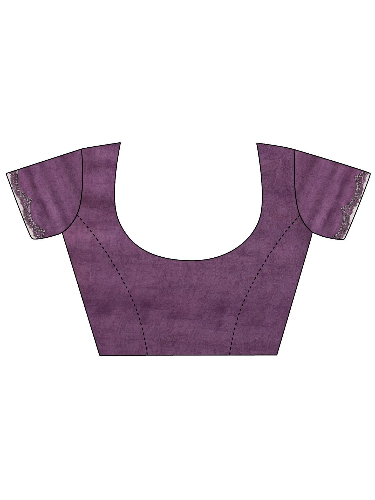 Purple Printed Satin Saree With Unstitched Blouse Piece