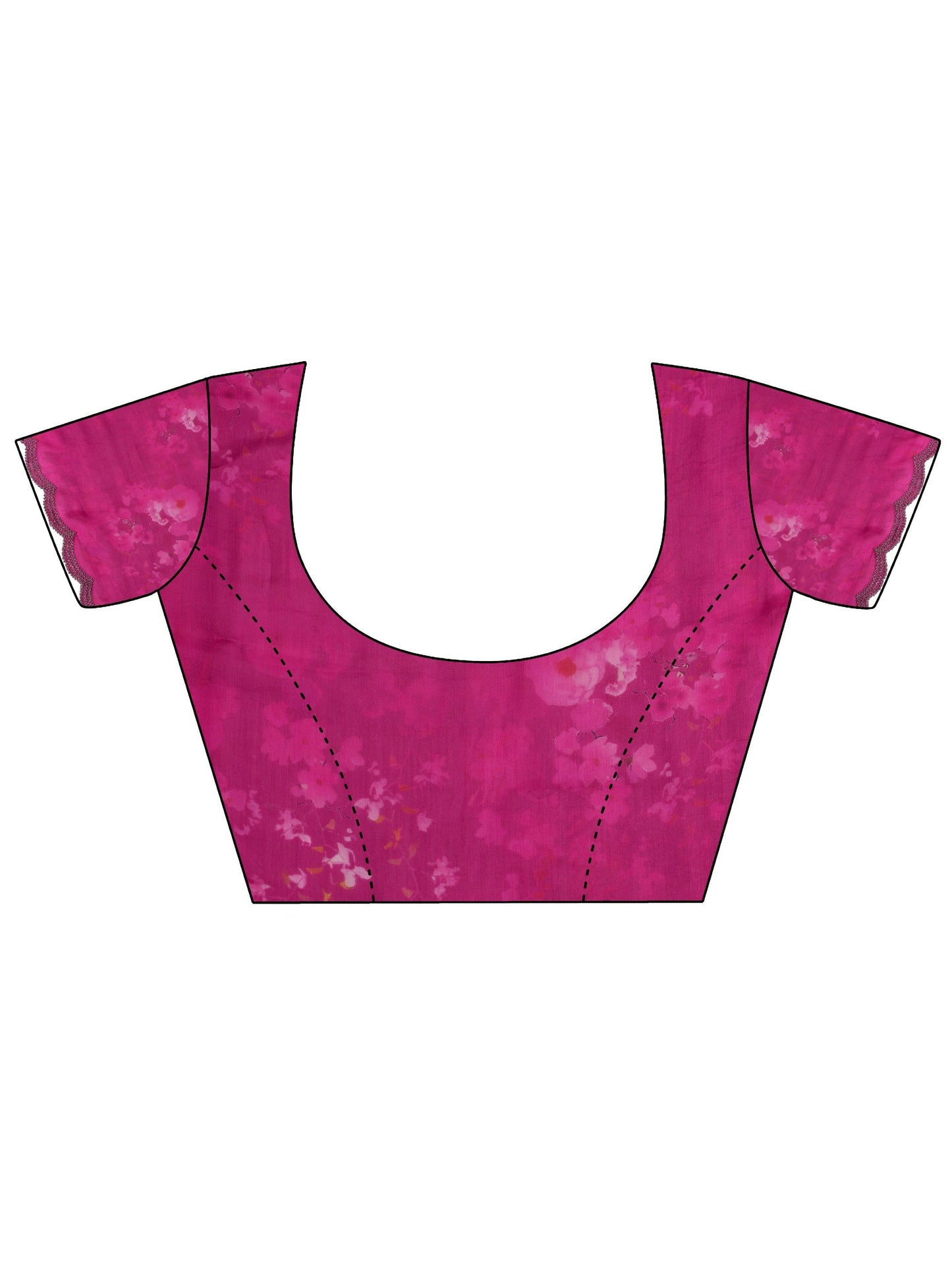 Pink Printed Satin Saree With Unstitched Blouse Piece