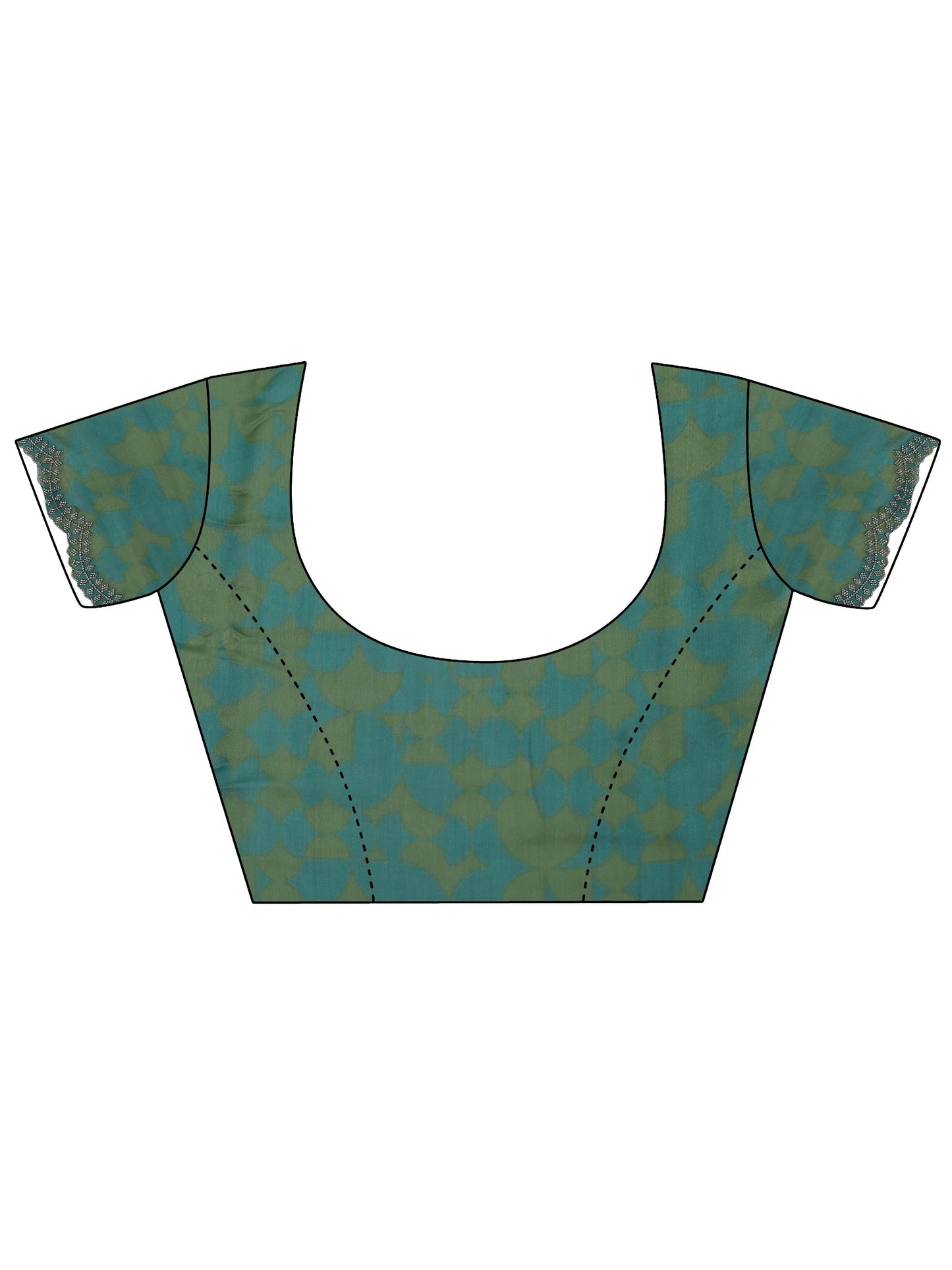 Green Printed Satin Saree With Unstitched Blouse Piece