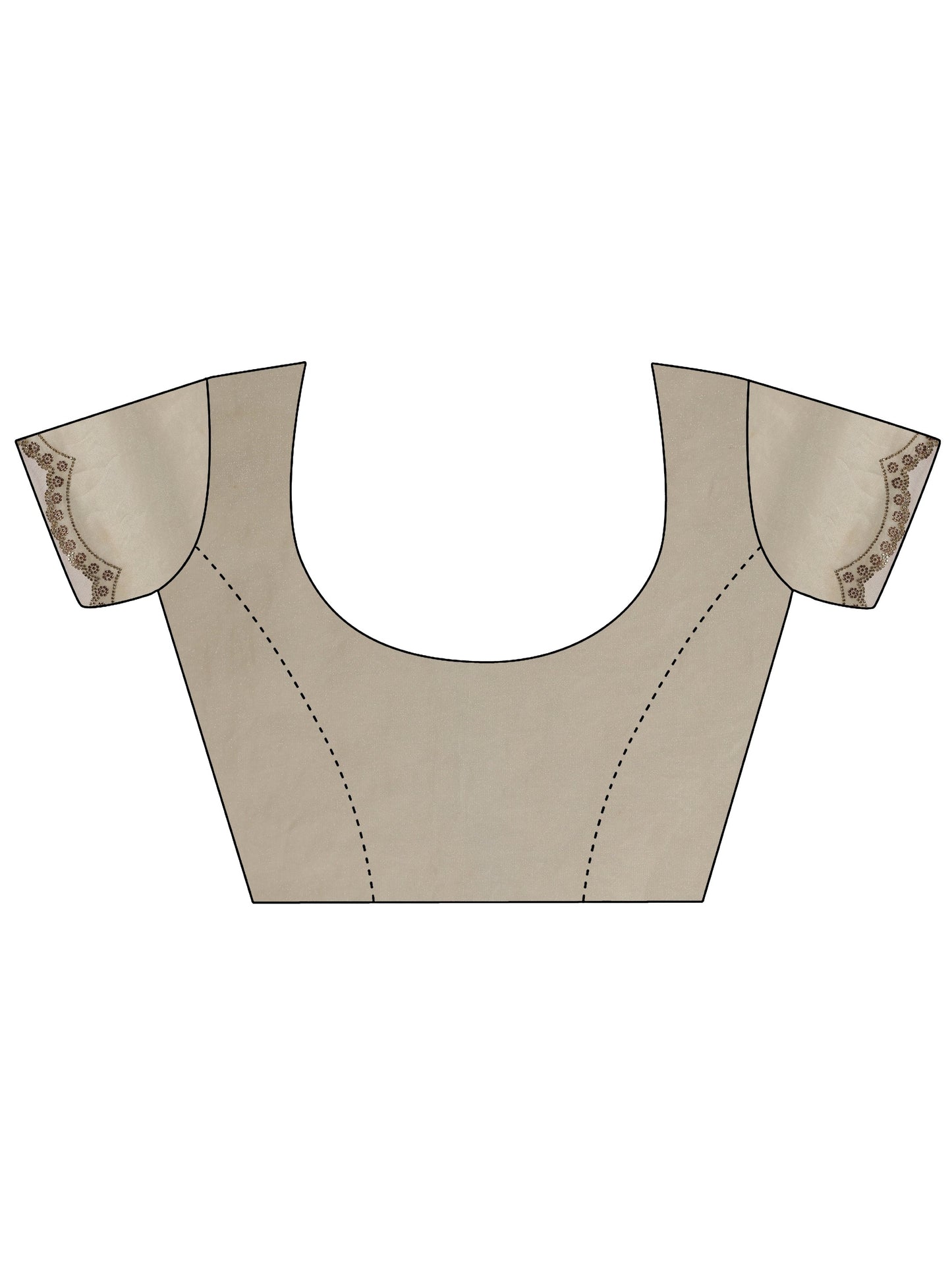 Off White Printed Satin Saree With Unstitched Blouse Piece